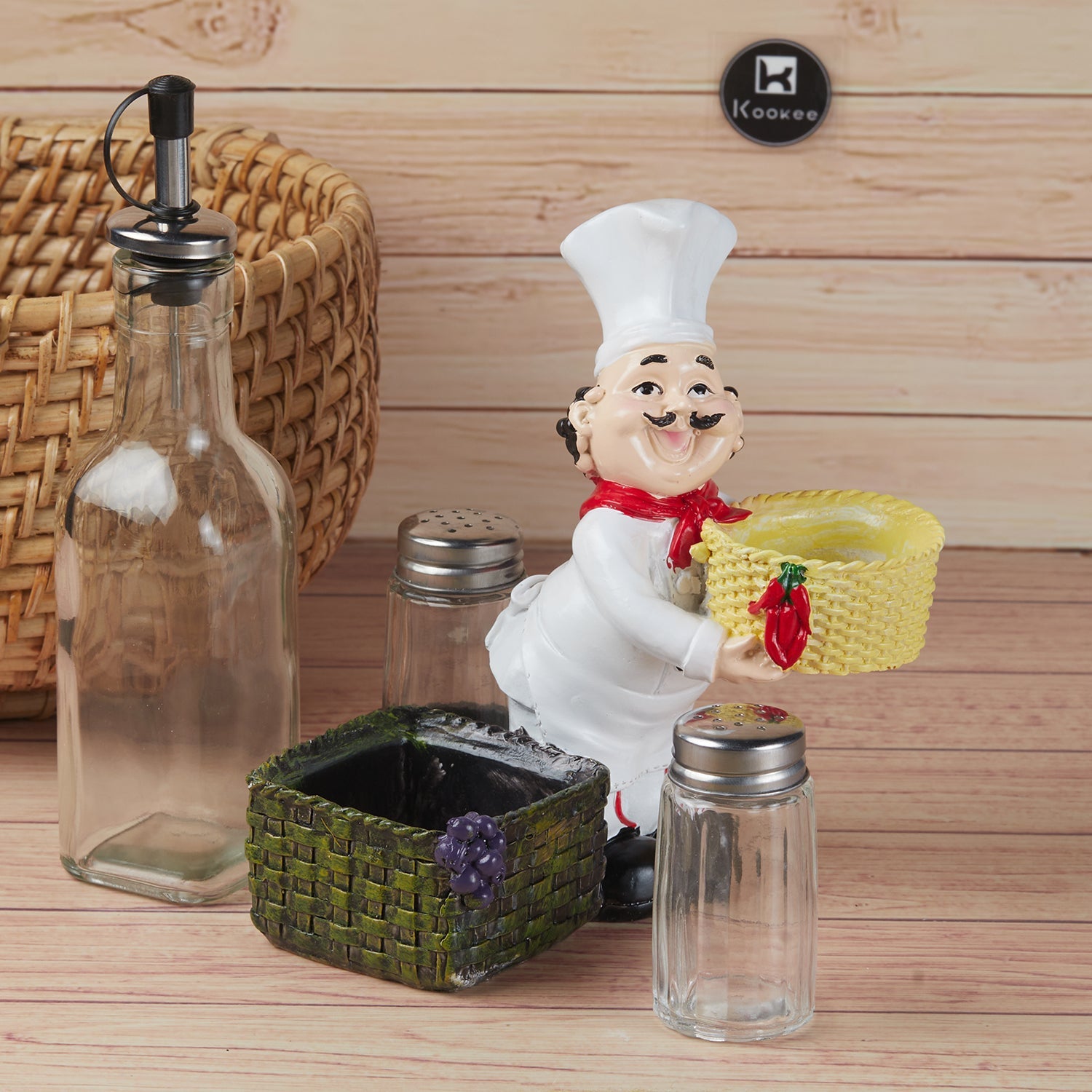 Polyresin Chef Salt and Pepper Shakers Set holder, Set of 1 (11470)