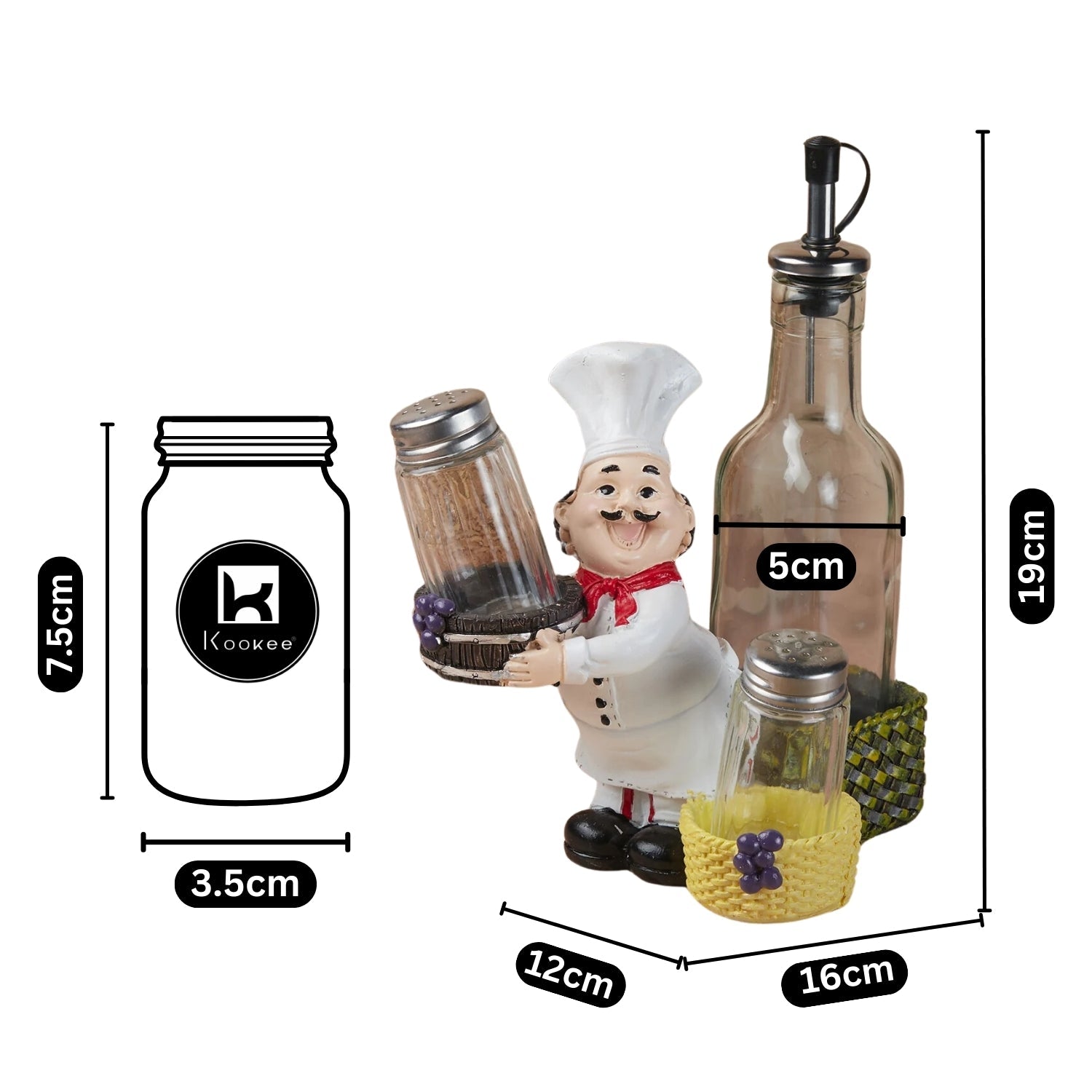 Polyresin Chef Salt and Pepper Shakers Set holder, Set of 1 (111471)