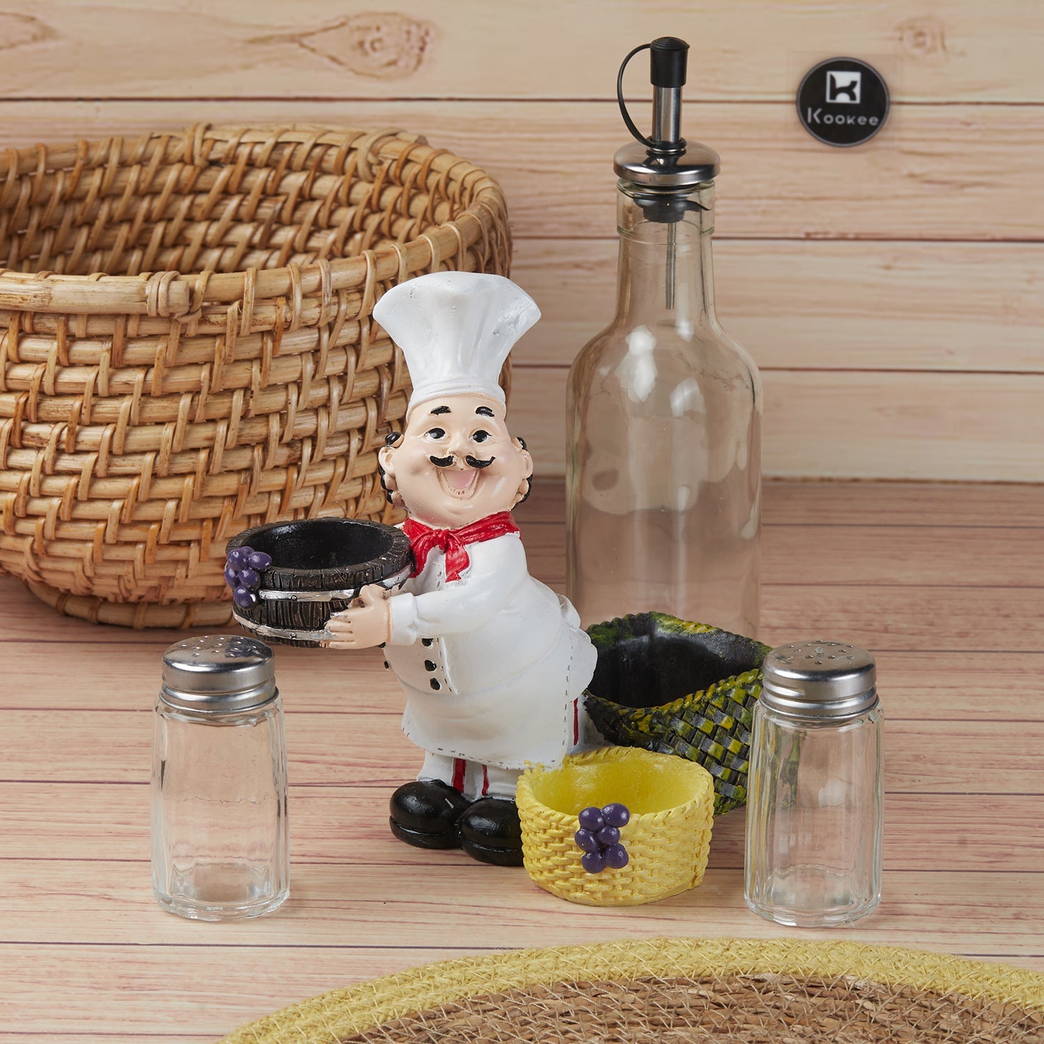 Polyresin Chef Salt and Pepper Shakers Set holder, Set of 1 (11470)