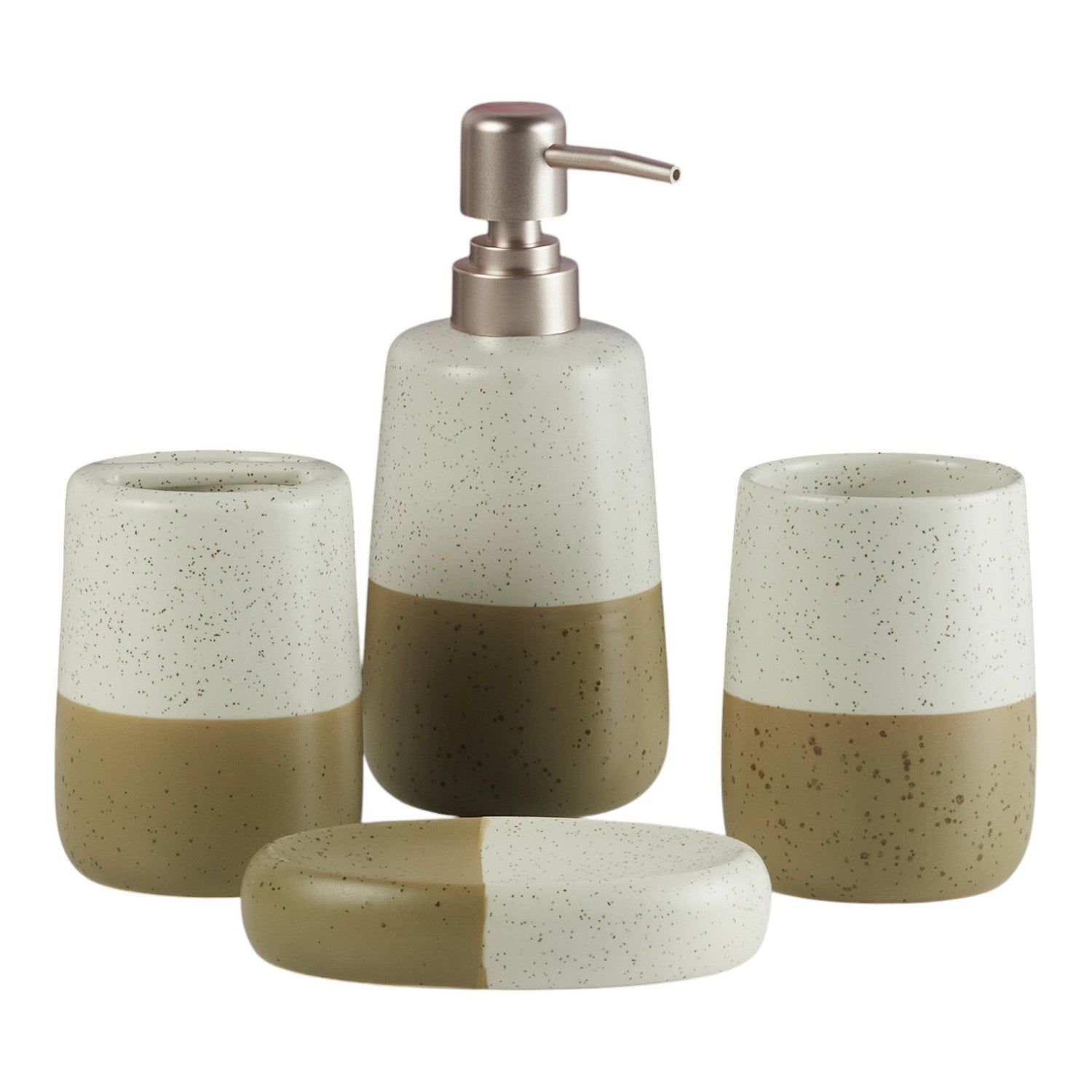 Ceramic Bathroom Accessories Set of 4 with Soap Dispenser (11499)
