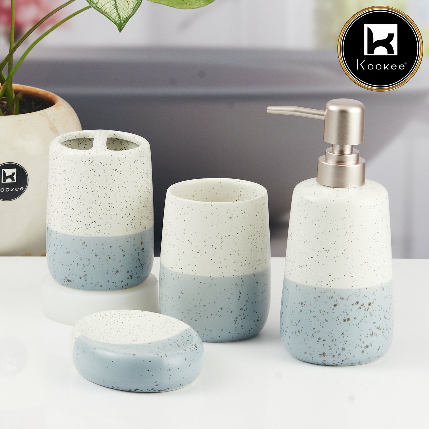 Kookee Ceramic Bathroom Sets, White, ART11501