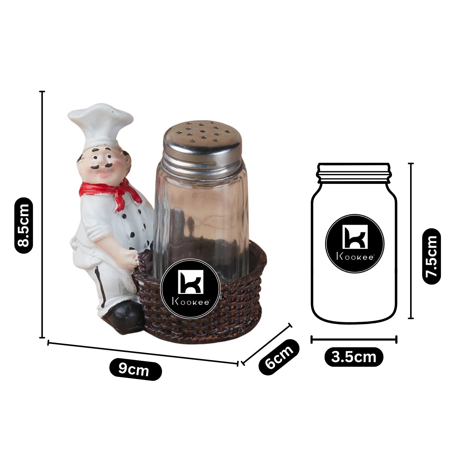 Polyresin Chef Salt and Pepper Shakers Set holder, Set of 1 (11509)