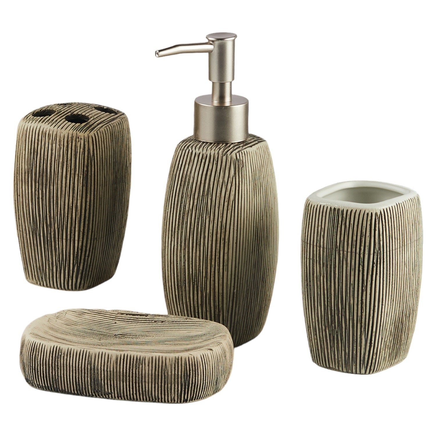 Ceramic Bathroom Accessories Set of 4 with Soap Dispenser (11522)