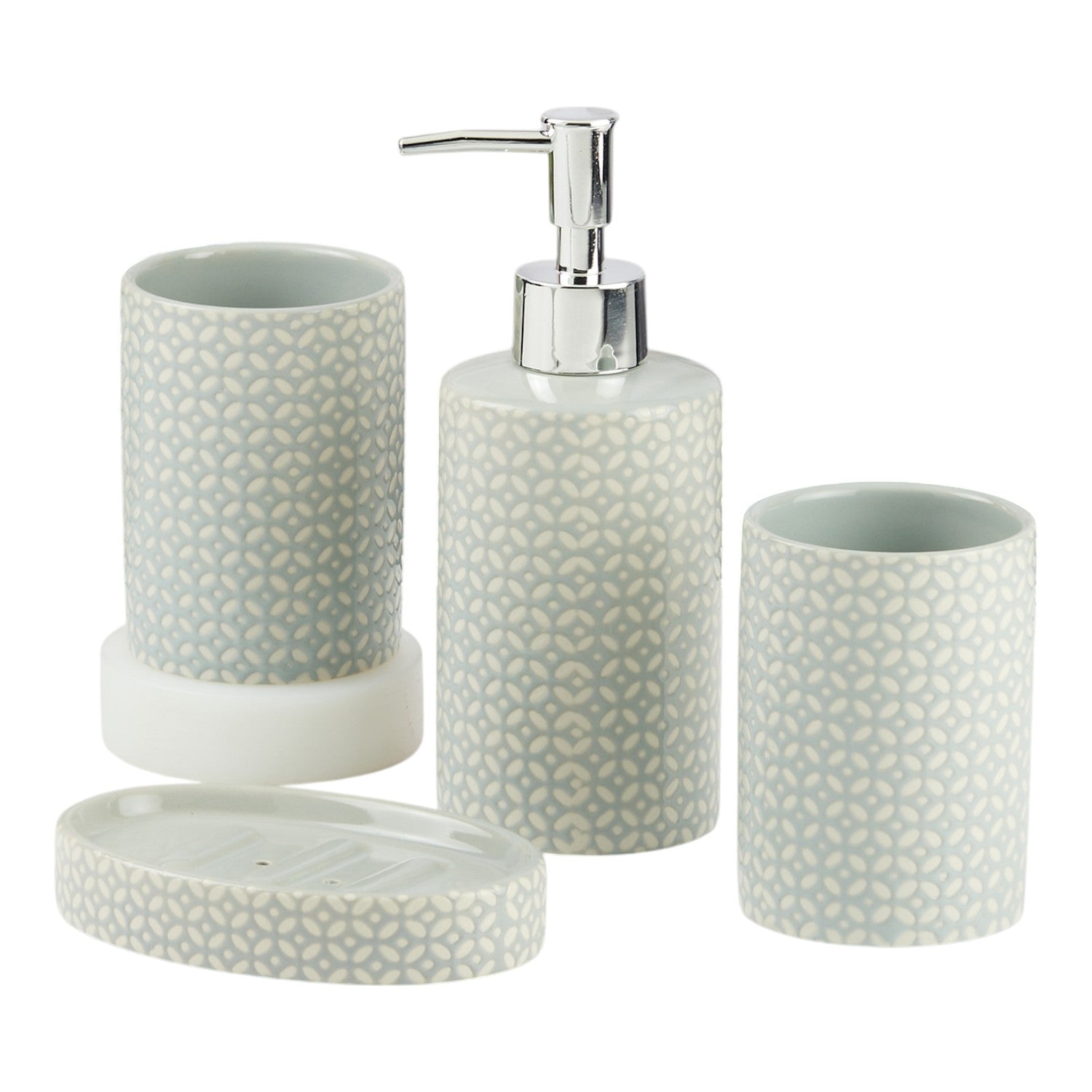 Kookee Ceramic Bathroom Sets, Grey, ART11532