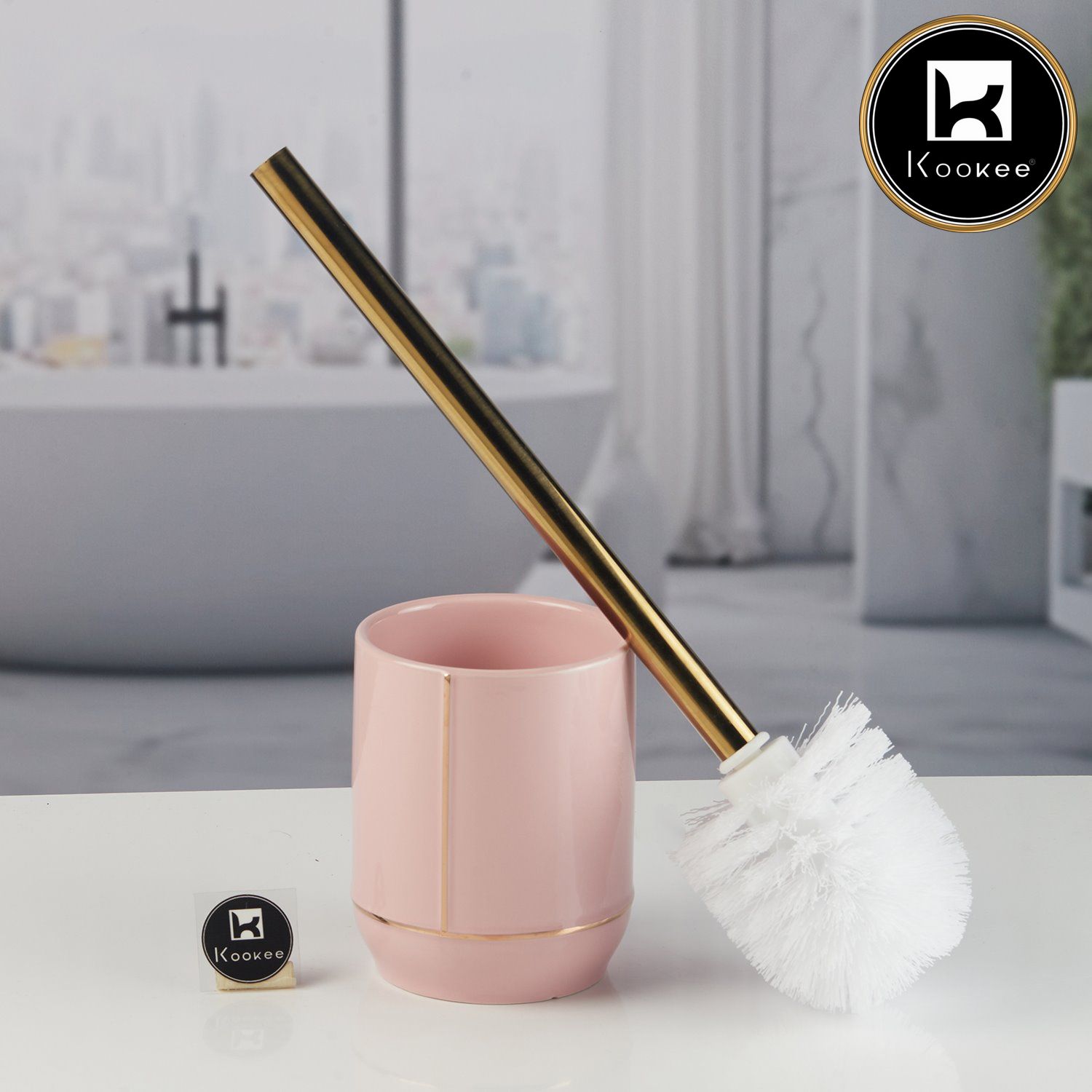 Kookee Ceramic Toilet Brush Holders, Pink, ART11536