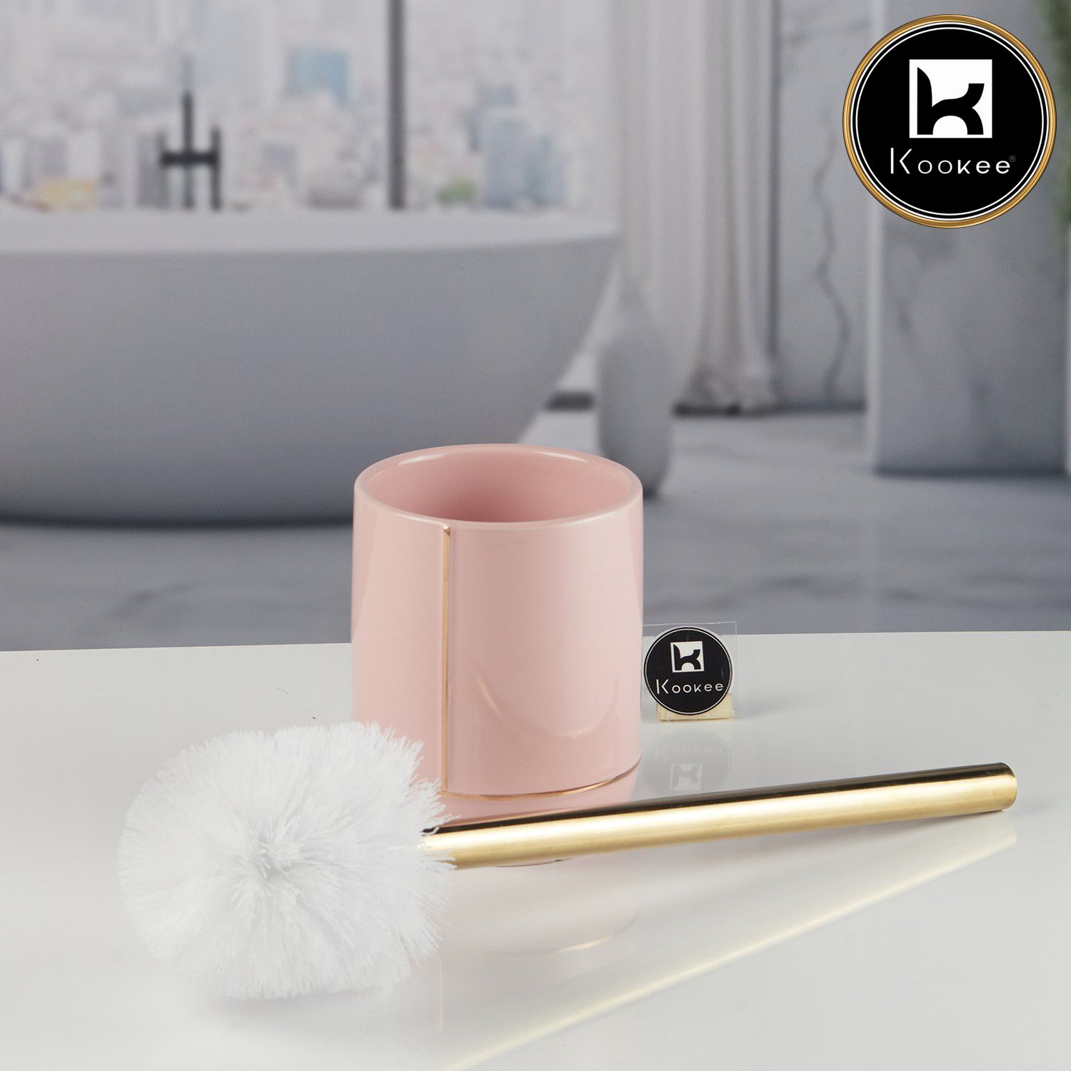 Kookee Ceramic Toilet Brush Holders, Pink, ART11536