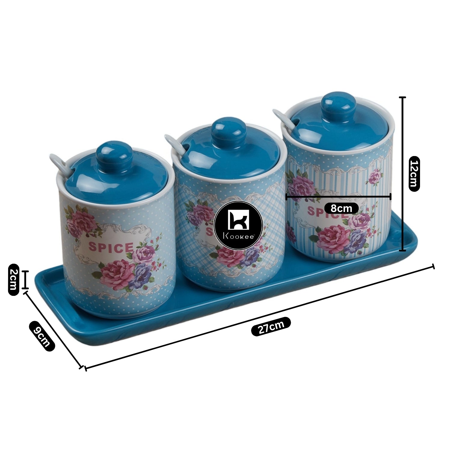 Kookee Condiment Jars, Blue, ART11544