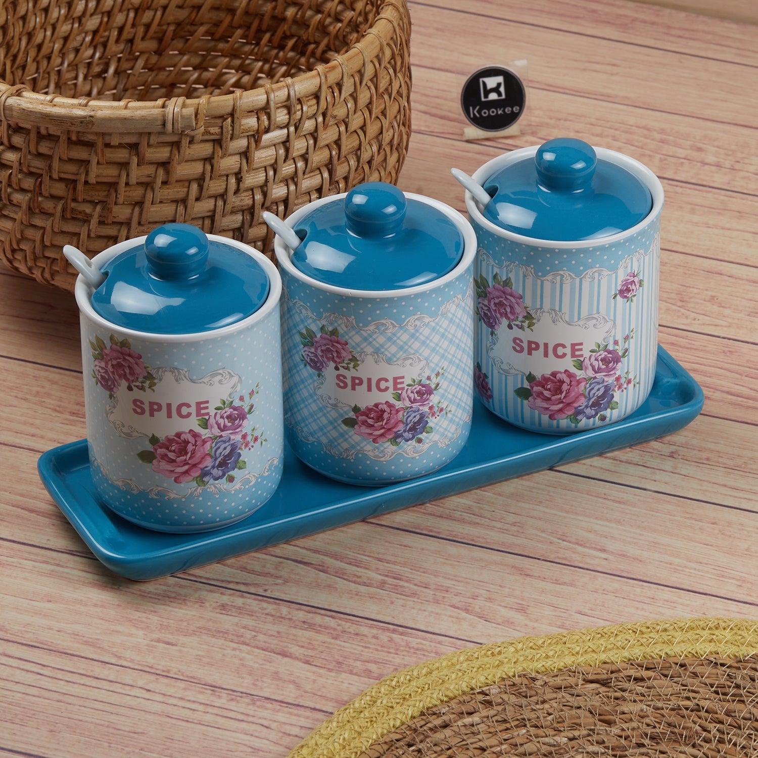 Ceramic Condiment Jars and Containers Set of 3, Red (11543)