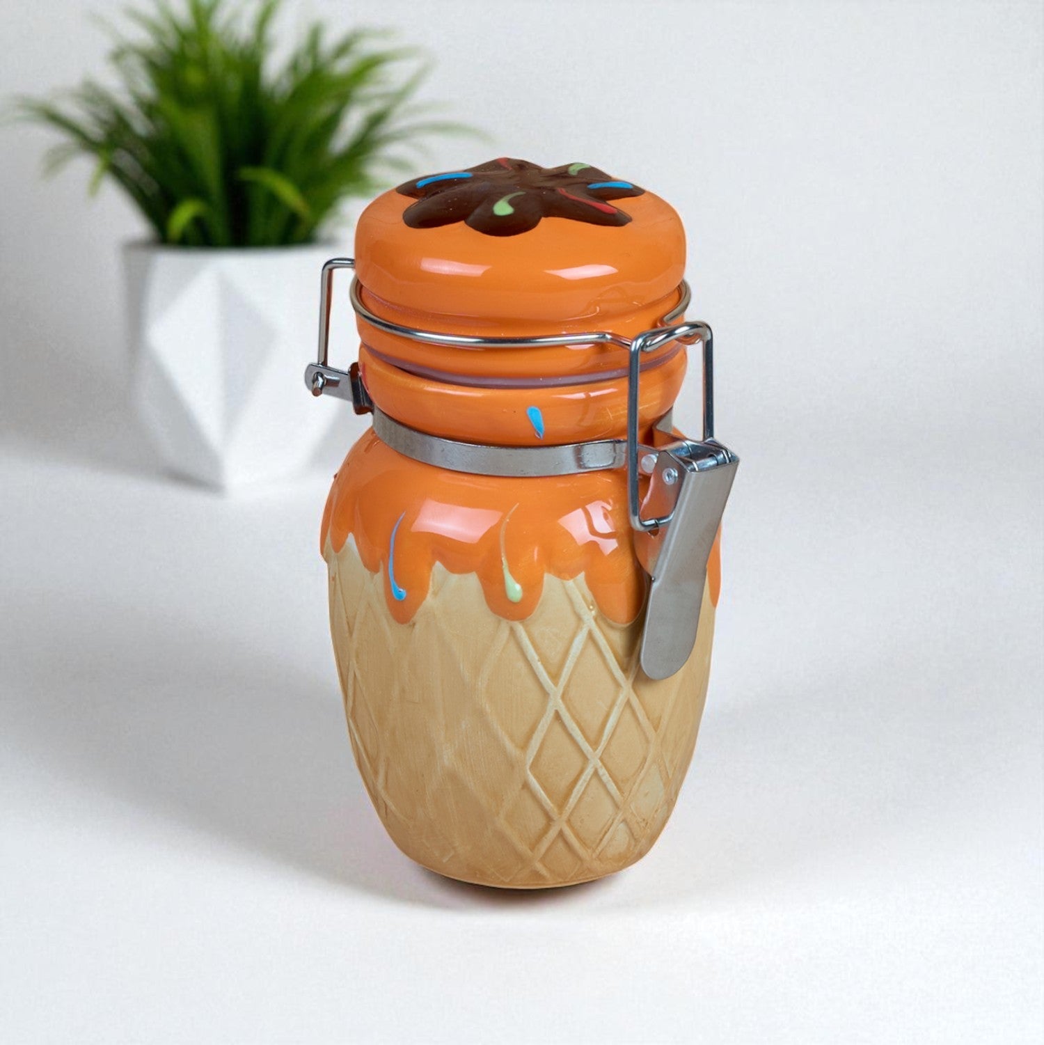 Kookee Ceramic Airtight Mini Canister Jar and Container for Kitchen (Pack of 1) (11551)