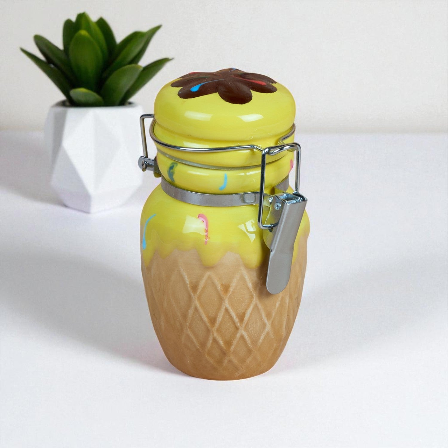 Kookee Ceramic Airtight Mini Canister Jar and Container for Kitchen (Pack of 1) (11553)