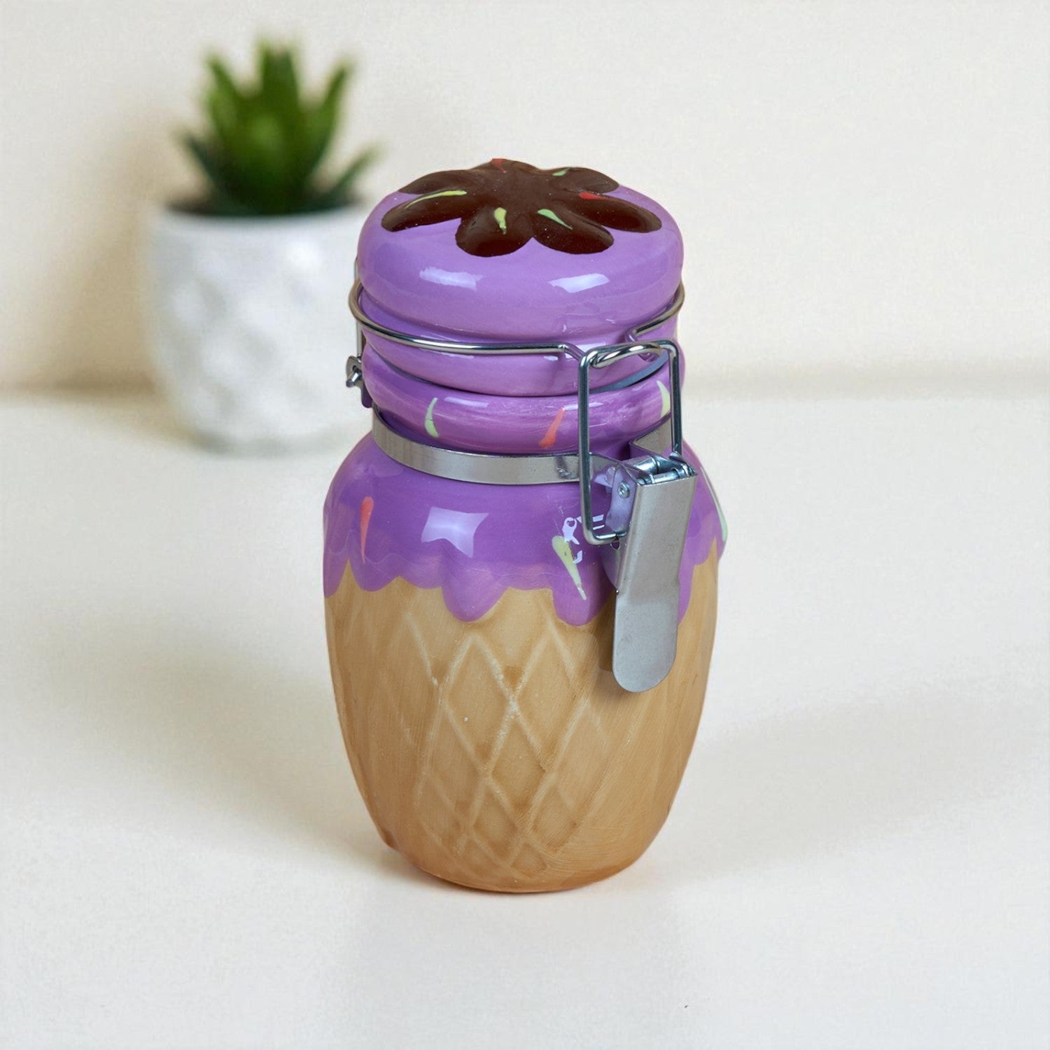 Ceramic Airtight Mini Canister Jar and Container for Kitchen (Pack of 1) (11551)