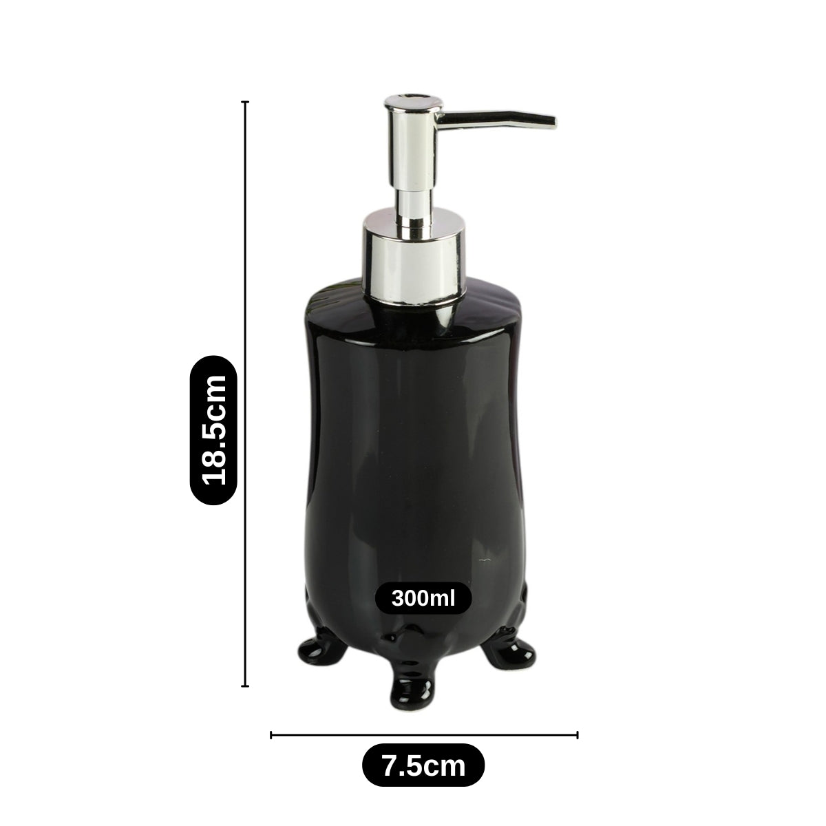 Ceramic Soap Dispenser for handwash for Bathroom, Black, (Set of 1) (11576)