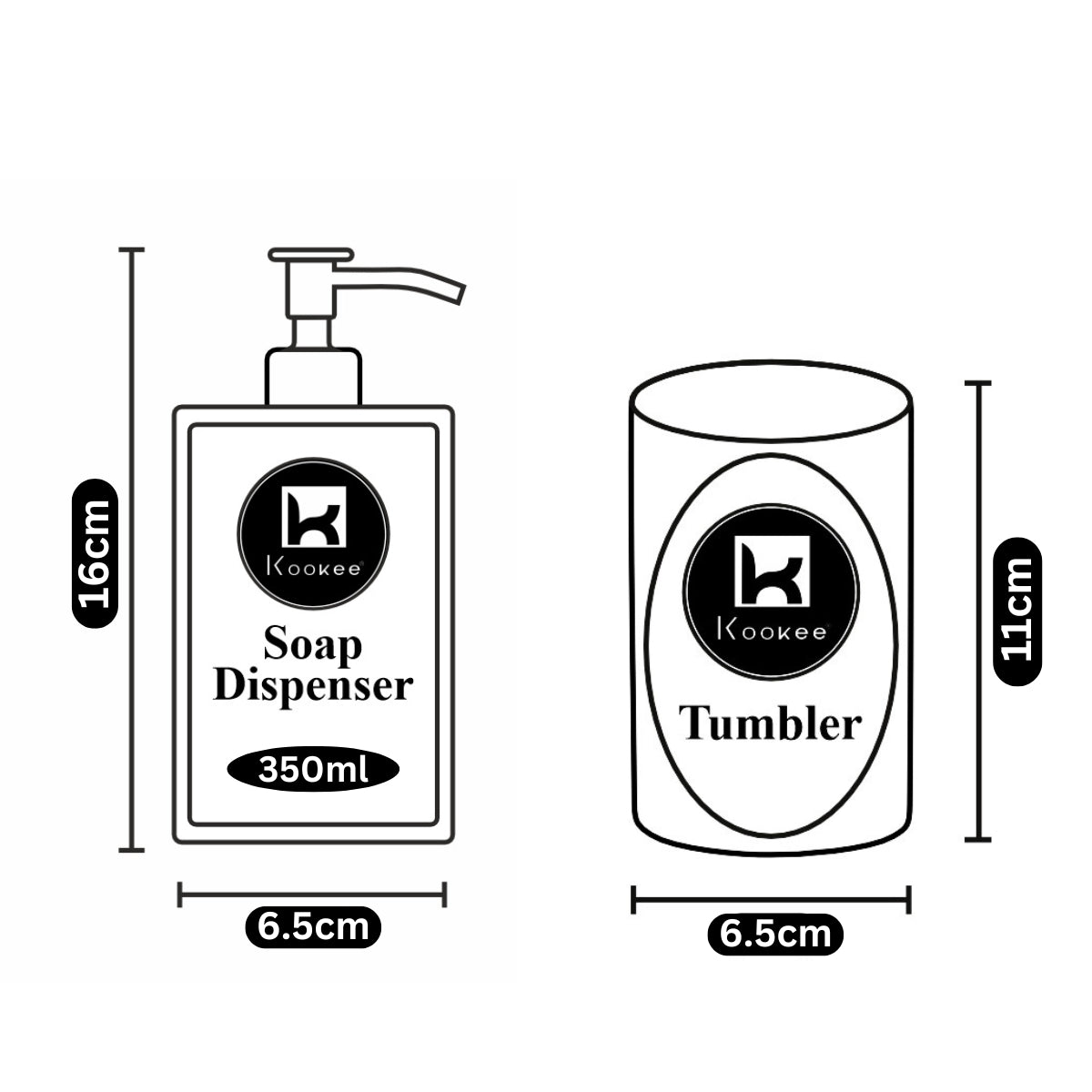 Ceramic Bathroom Accessories Set of 2 with Soap Dispenser, Black (V-CBS-003-15)