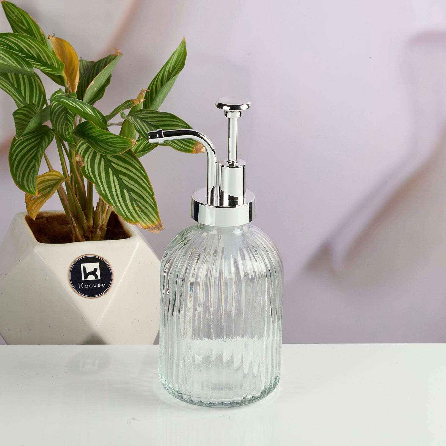 Glass Soap Dispenser for handwash for Bathroom, Transparent (Set of 1) (11580)