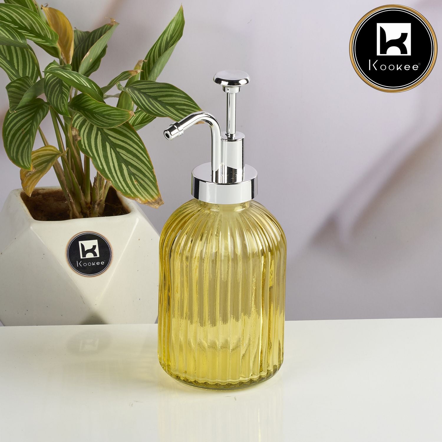 Kookee Glass Soap Dispensers, Yellow, ART11582