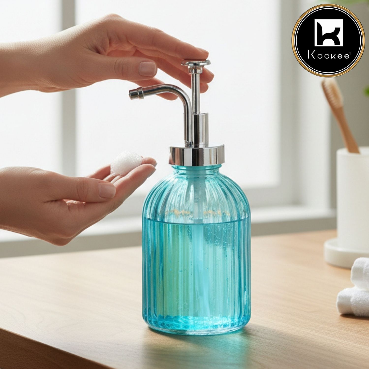 Kookee Glass Soap Dispensers, Blue, ART11583