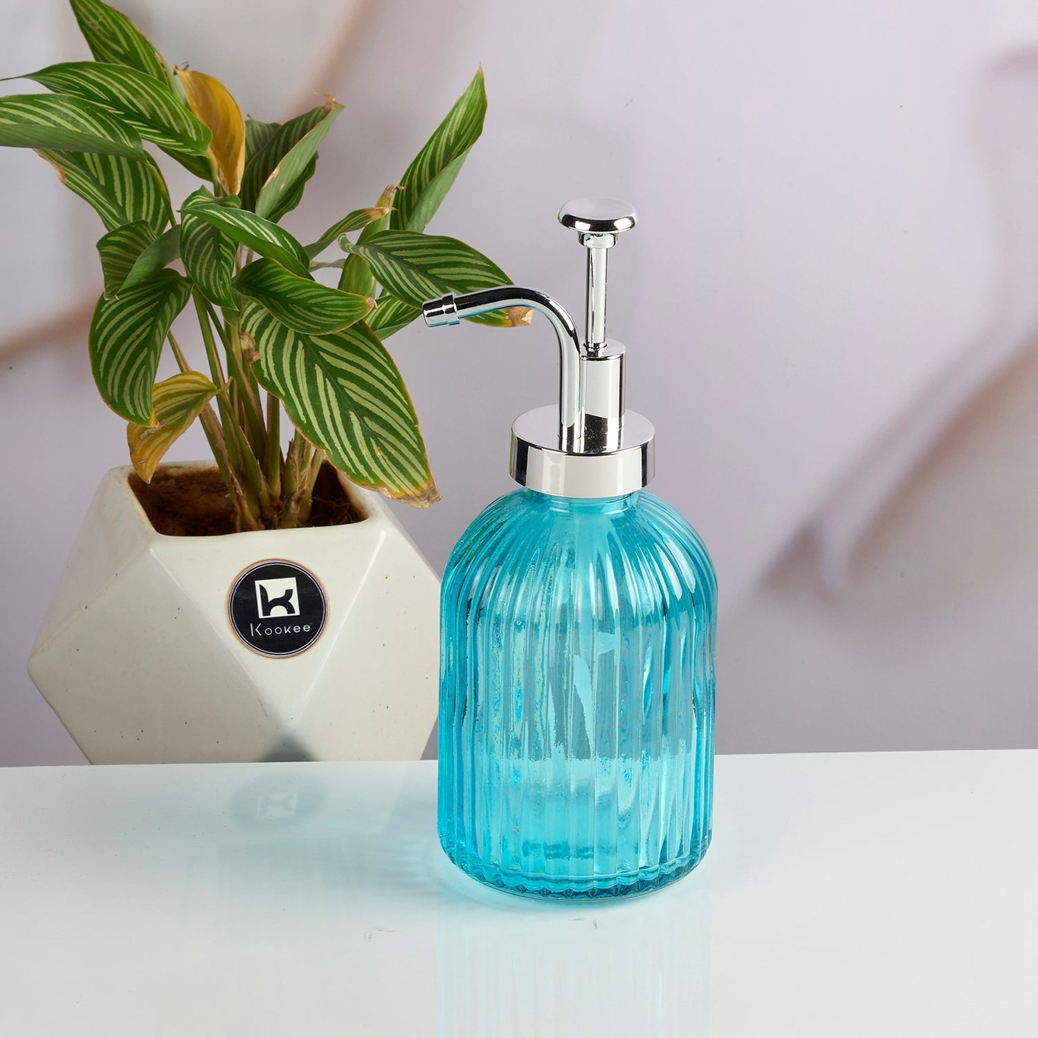 Glass Soap Dispenser for handwash for Bathroom, Transparent (Set of 1) (11580)