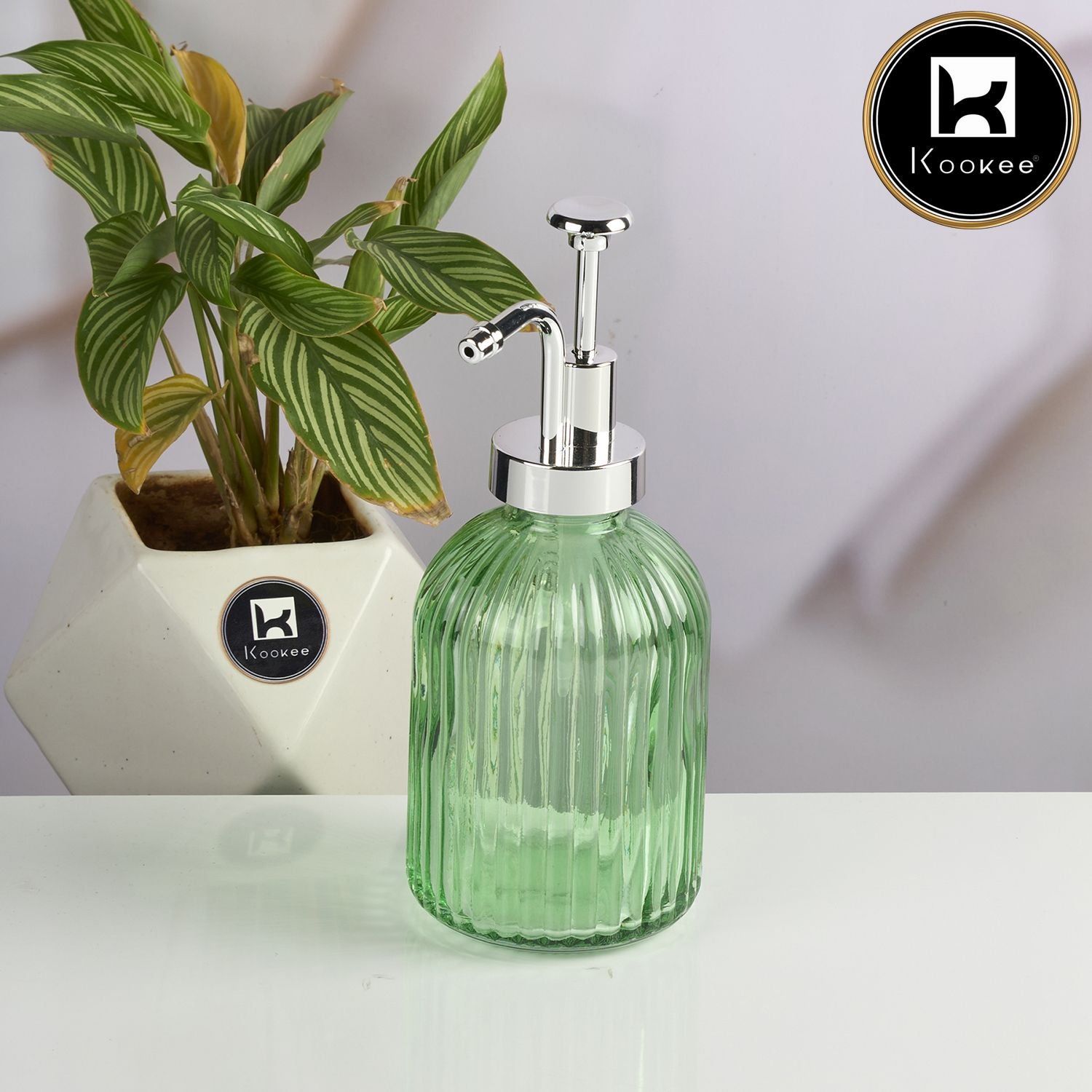 Kookee Glass Soap Dispensers, Green, ART11584