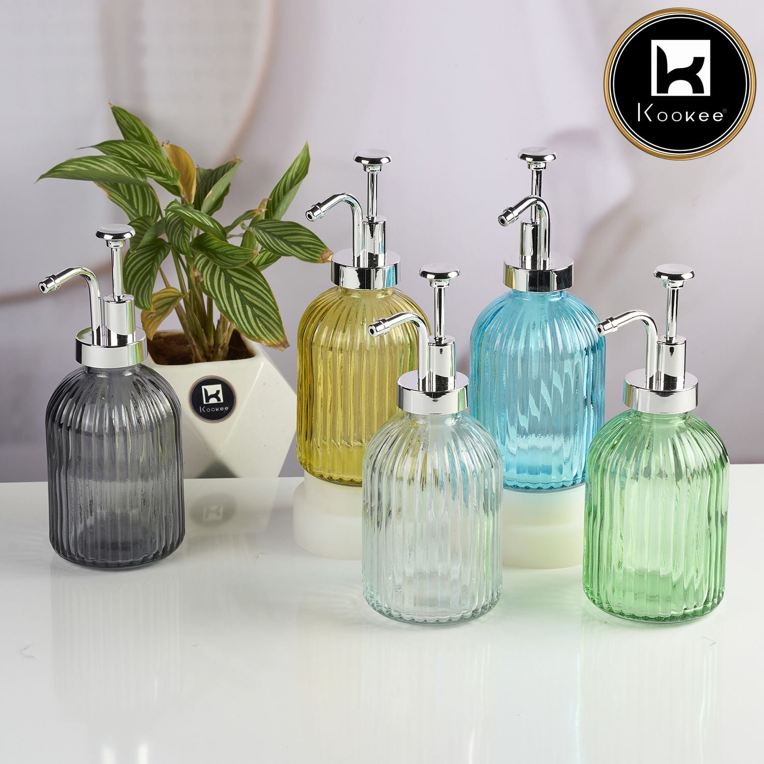 Kookee Glass Soap Dispensers, Green, ART11584