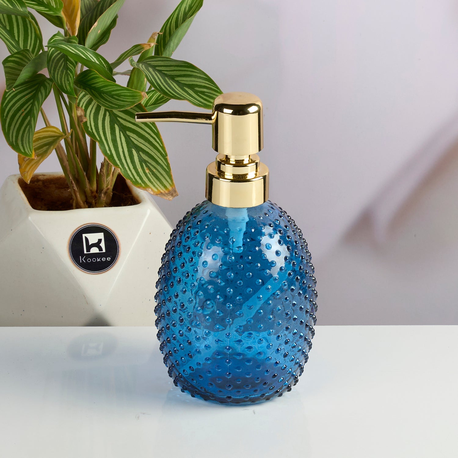 Glass Soap Dispenser for handwash, Blue (Set of 1) (11589)