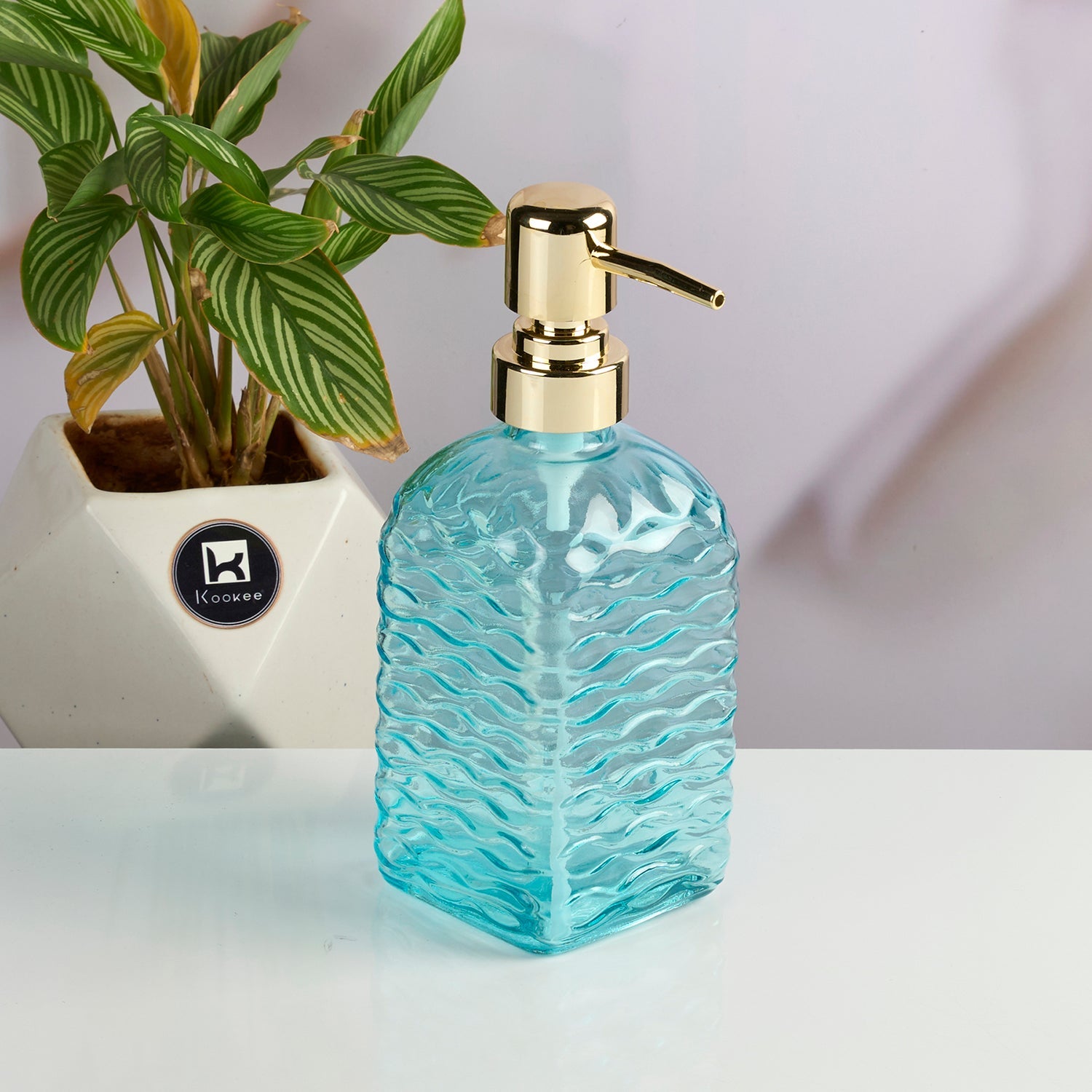 Glass Soap Dispenser for handwash, Blue (Set of 1) (11594)