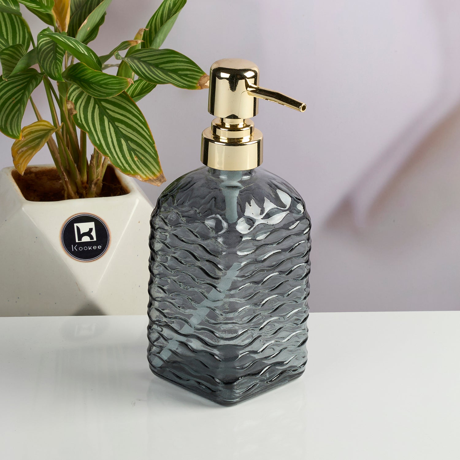 Glass Soap Dispenser for handwash, Blue (Set of 1) (11594)