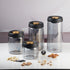 Glass Airtight Canister Jar & Container for Kitchen, Black (Pack of 4) (11611)