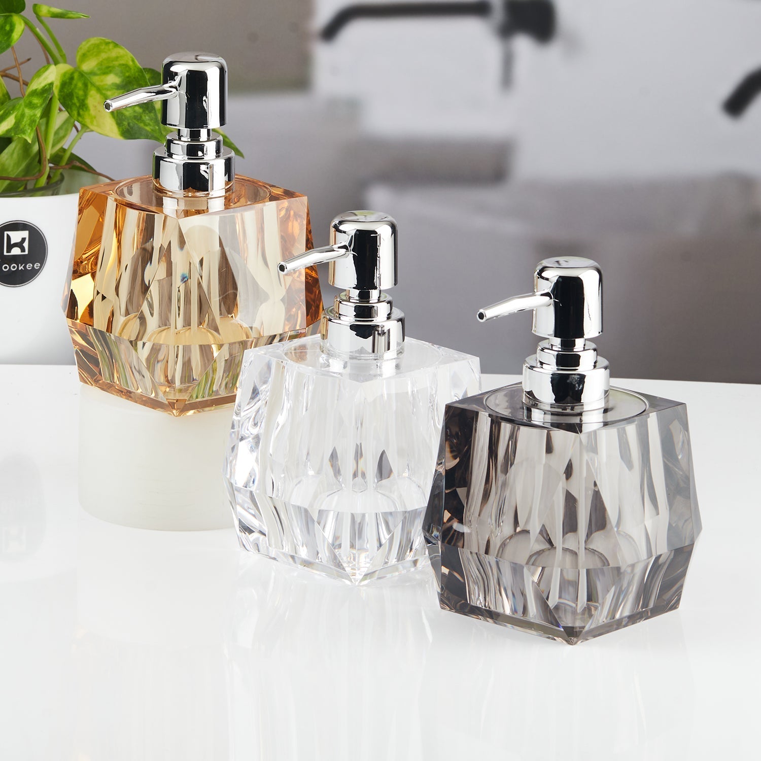 Acrylic Soap Dispenser for Bathroom handwash (Set of 3) (11623)