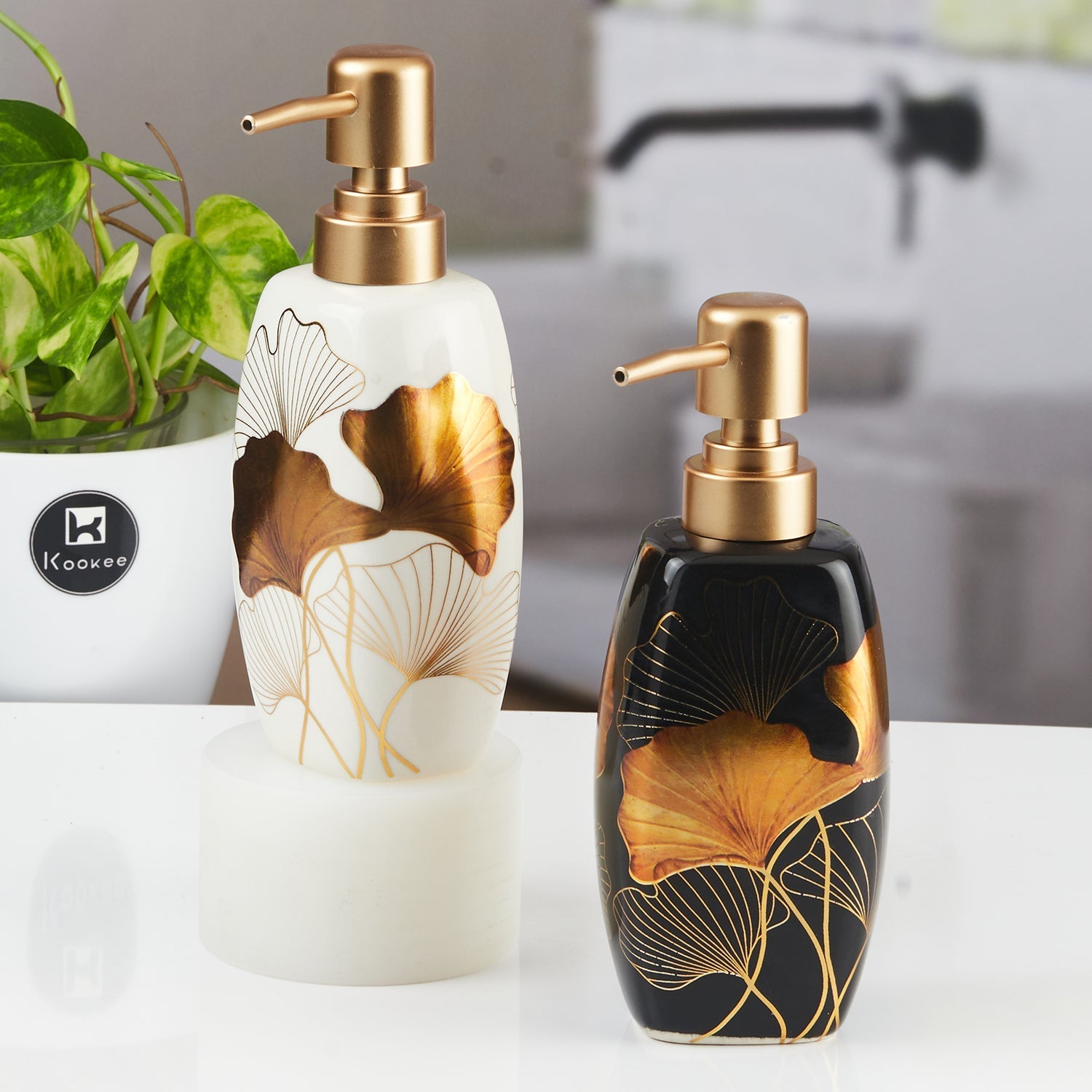 Ceramic Soap Dispenser for handwash for Bathroom, Multicolor, (Set of 2) (11629)