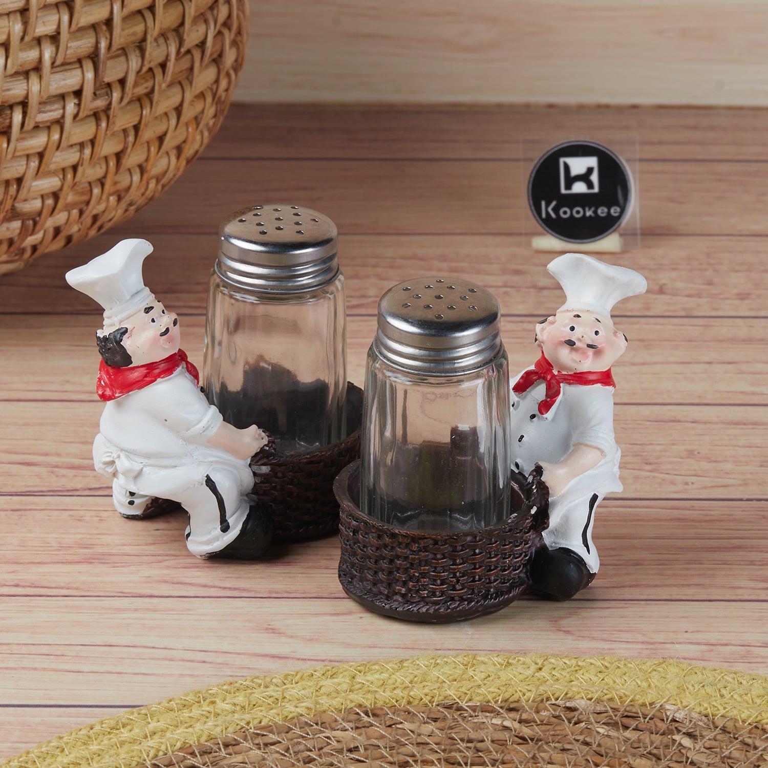 Polyresin Chef Salt and Pepper Shakers Set holder, Set of 1 (11509)