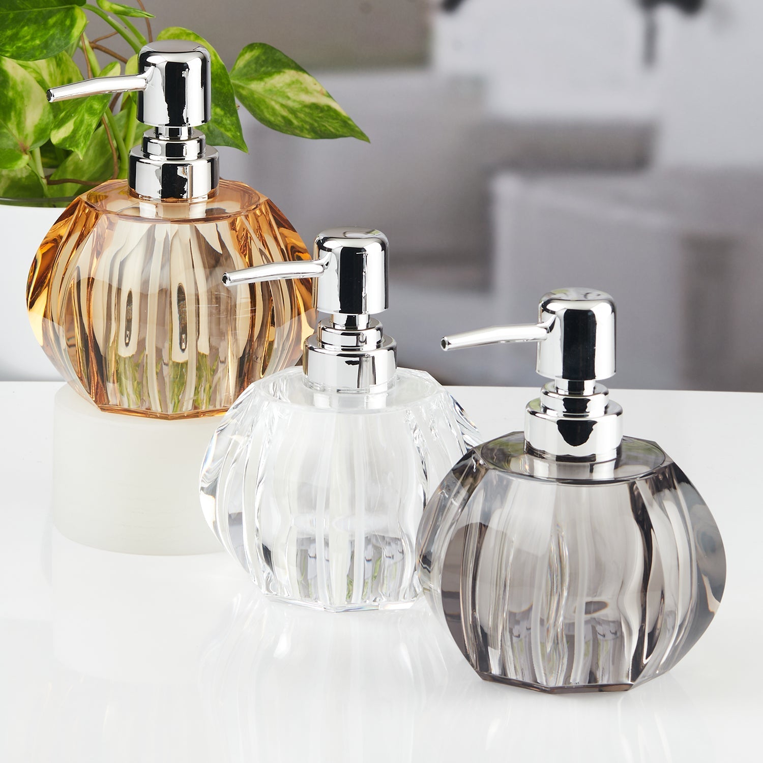 Acrylic Soap Dispenser for Bathroom handwash (Set of 3) (11641)