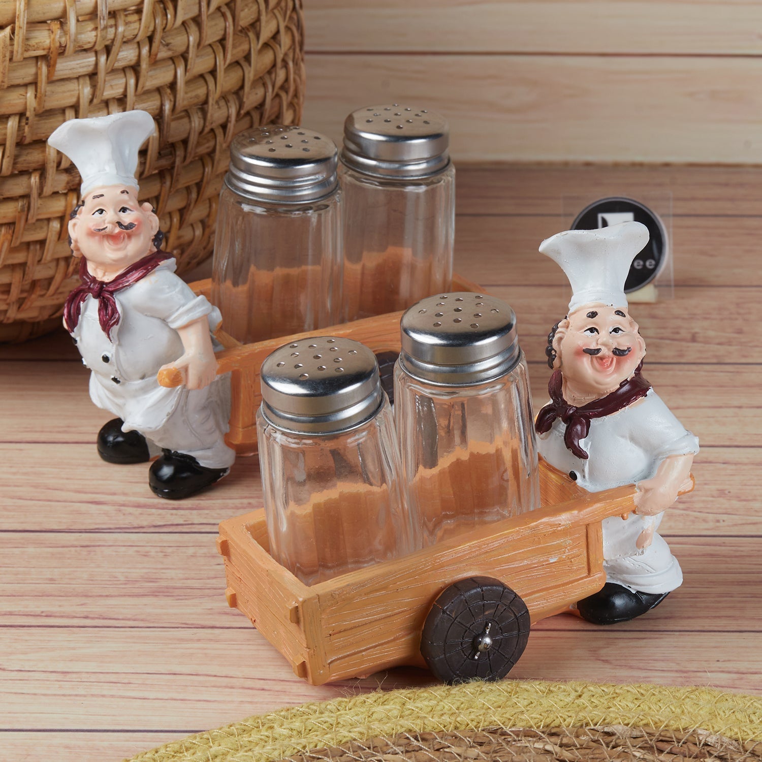 Polyresin Chef Salt and Pepper Shakers Set holder, Set of 1 (11642)