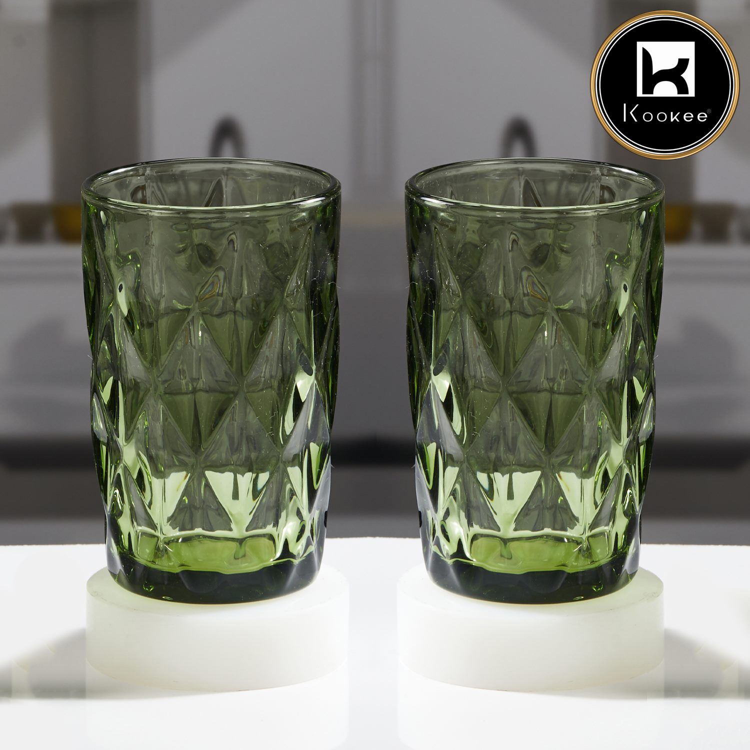Kookee Water & Juice Glasses, Green, ART11656