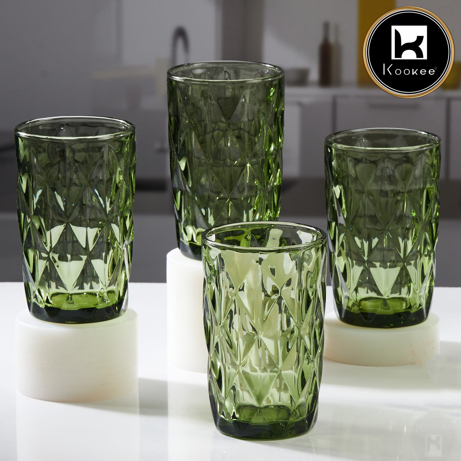 Kookee Water & Juice Glasses, Green, ART11702