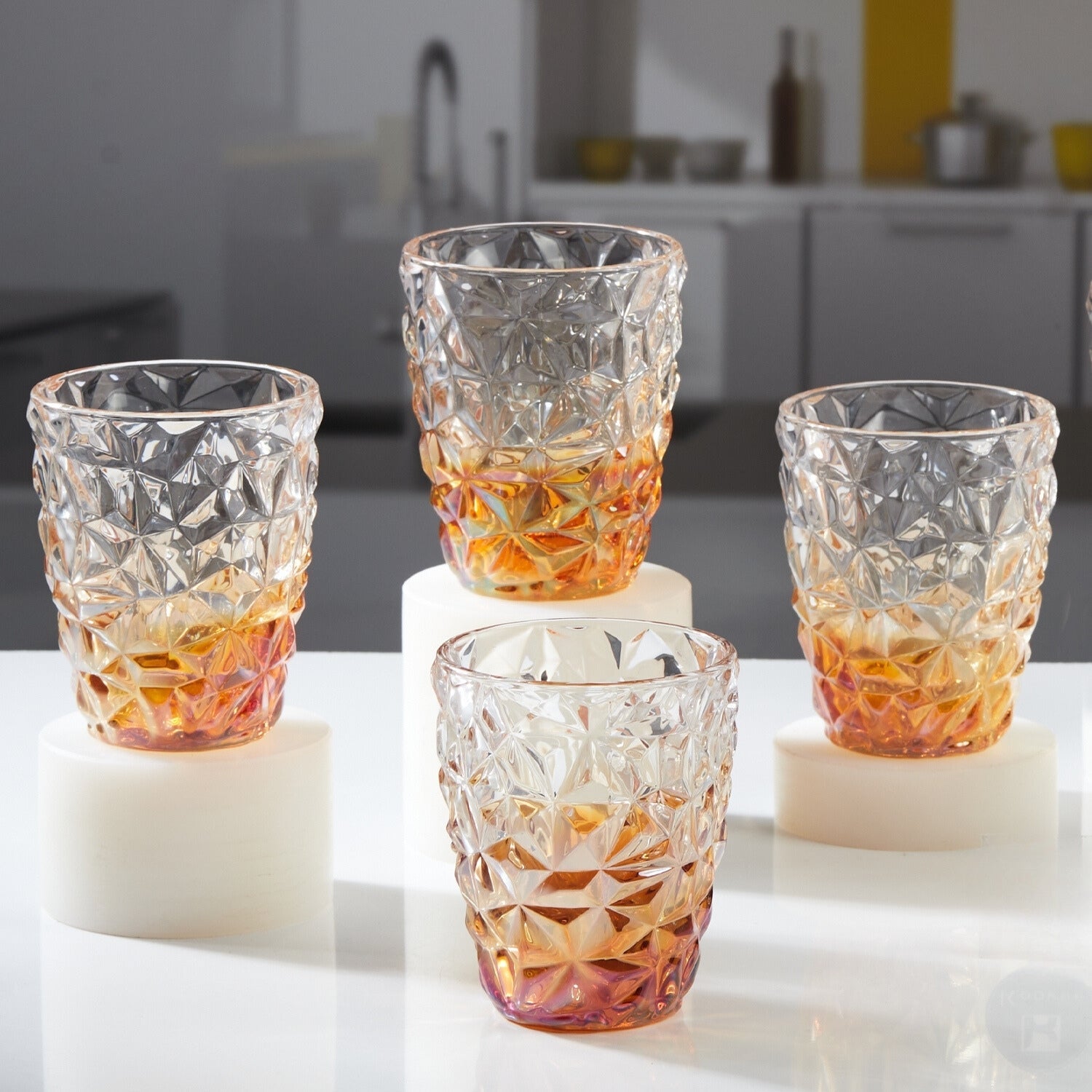 Crystal Glassware Drinking Glasses for drinking Water, Juice, Lemonade, Transparent (Set of 4) (11723) - 250ml