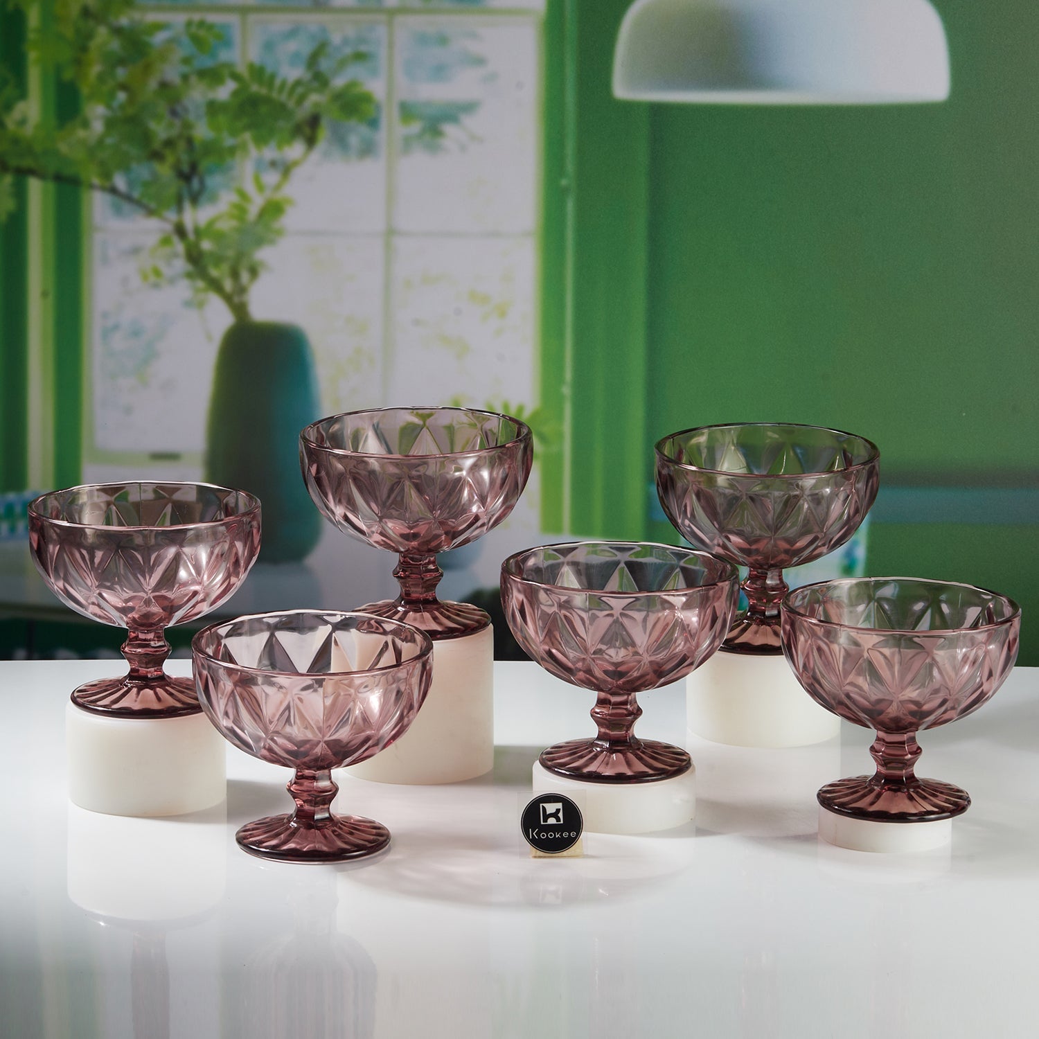 Crystal Glass Ice Cream Bowls, Glass Dessert Cups, Fruit Parfait Cups for Sundae, Ice Cream, Fruit, Cocktail Footed Dessert Cups (300 ml) (11754) (Set of 6)