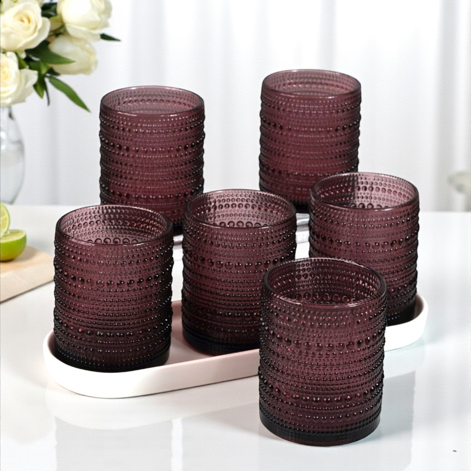 Jupiter Vintage Hobnail Old Fashioned Bubble Glasses (Set of 6) (11164)