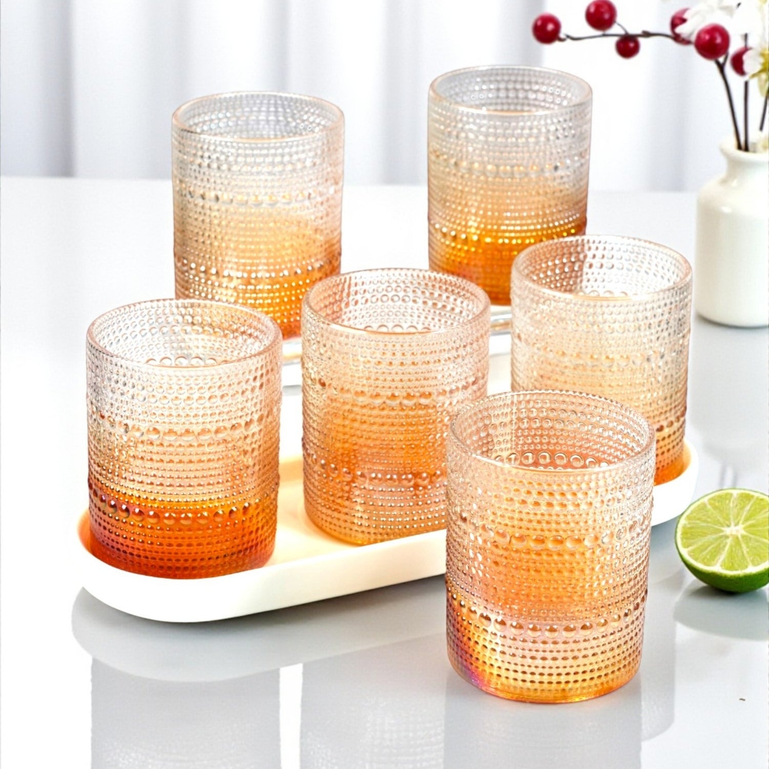 Jupiter Vintage Hobnail Old Fashioned Bubble Glasses (Set of 6) (11164)