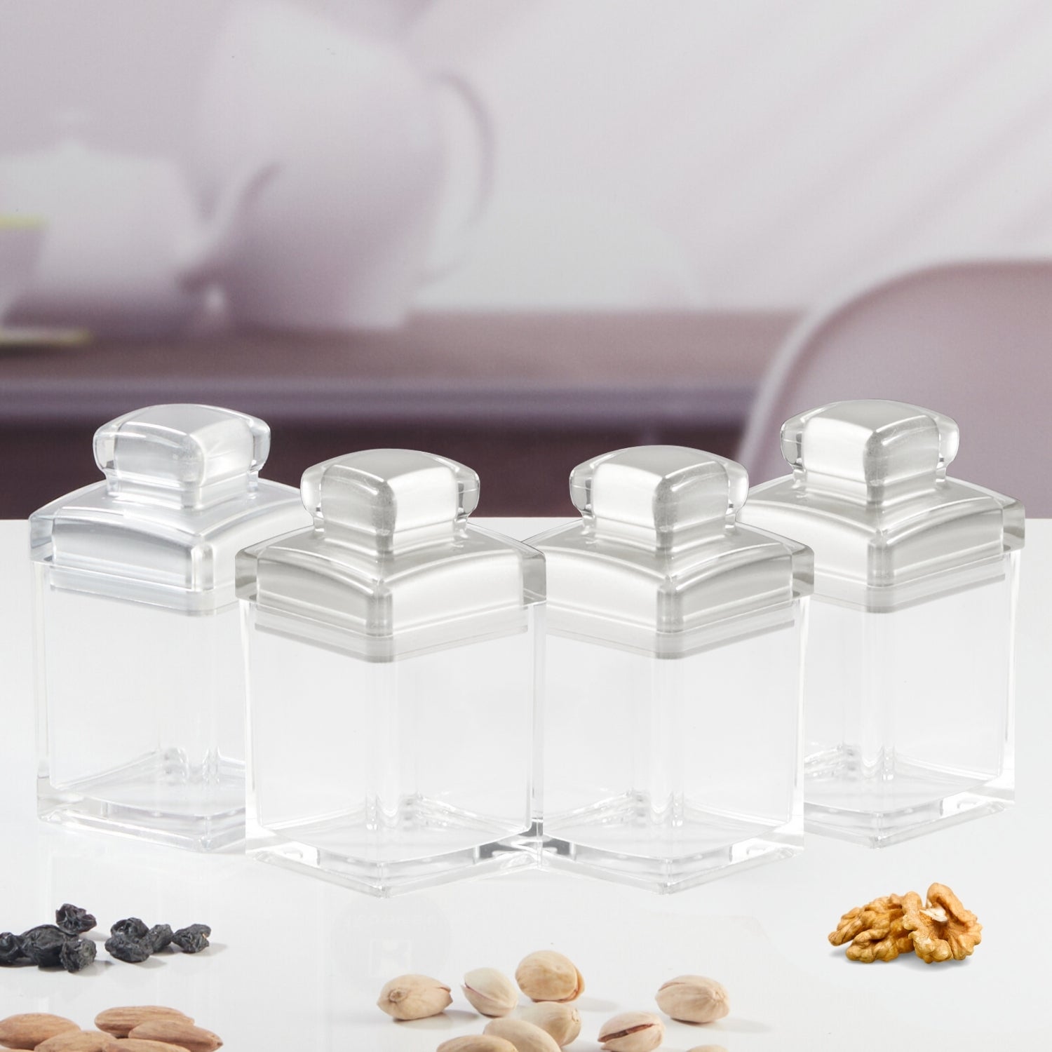 Acrylic Airtight Canister Jar & Container for Kitchen (Pack of 4) (11252)