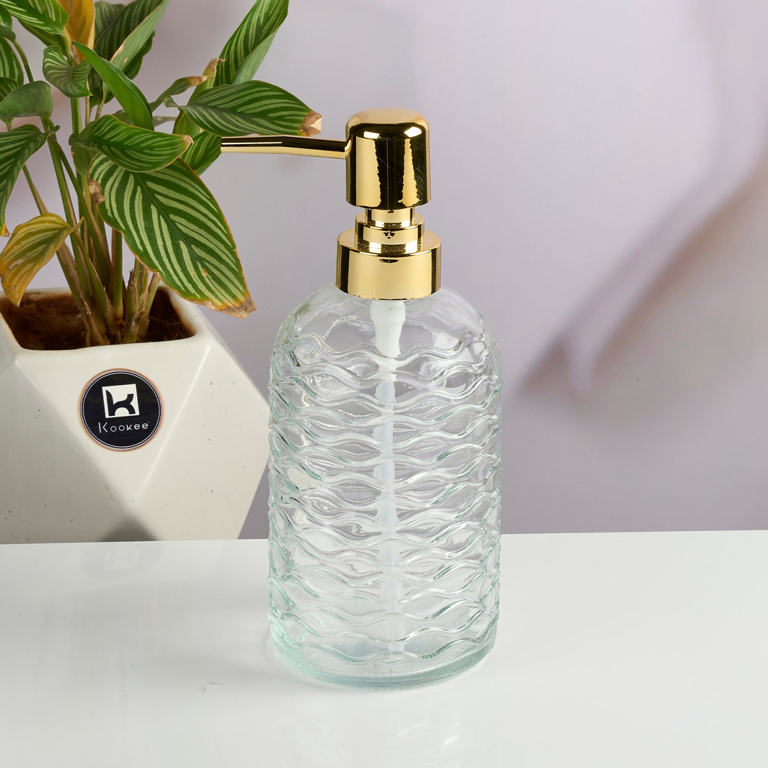 Glass Soap Dispenser for handwash for Bathroom, Transparent (Set of 1) (11908)
