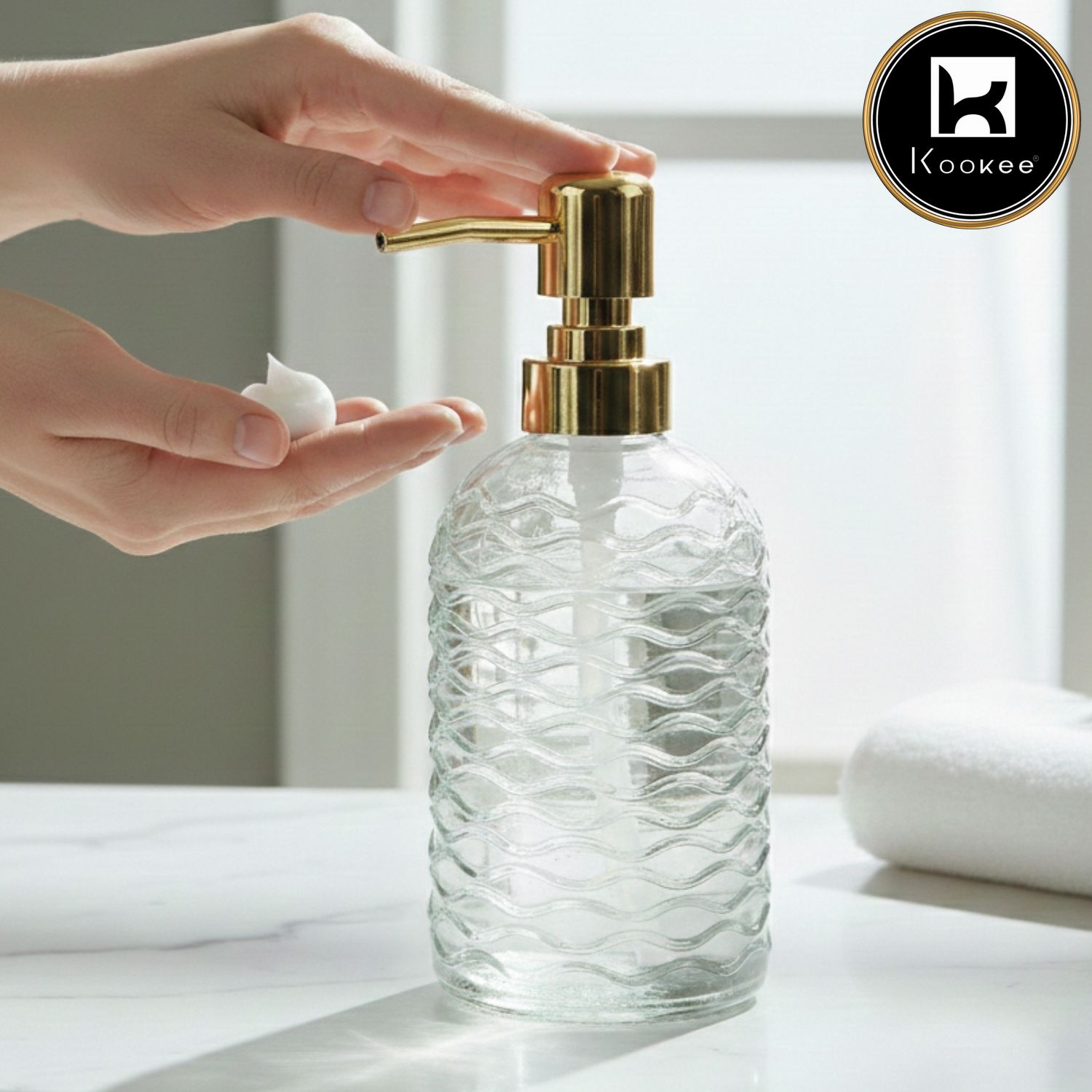 Kookee Glass Soap Dispensers, Transparent, ART11908