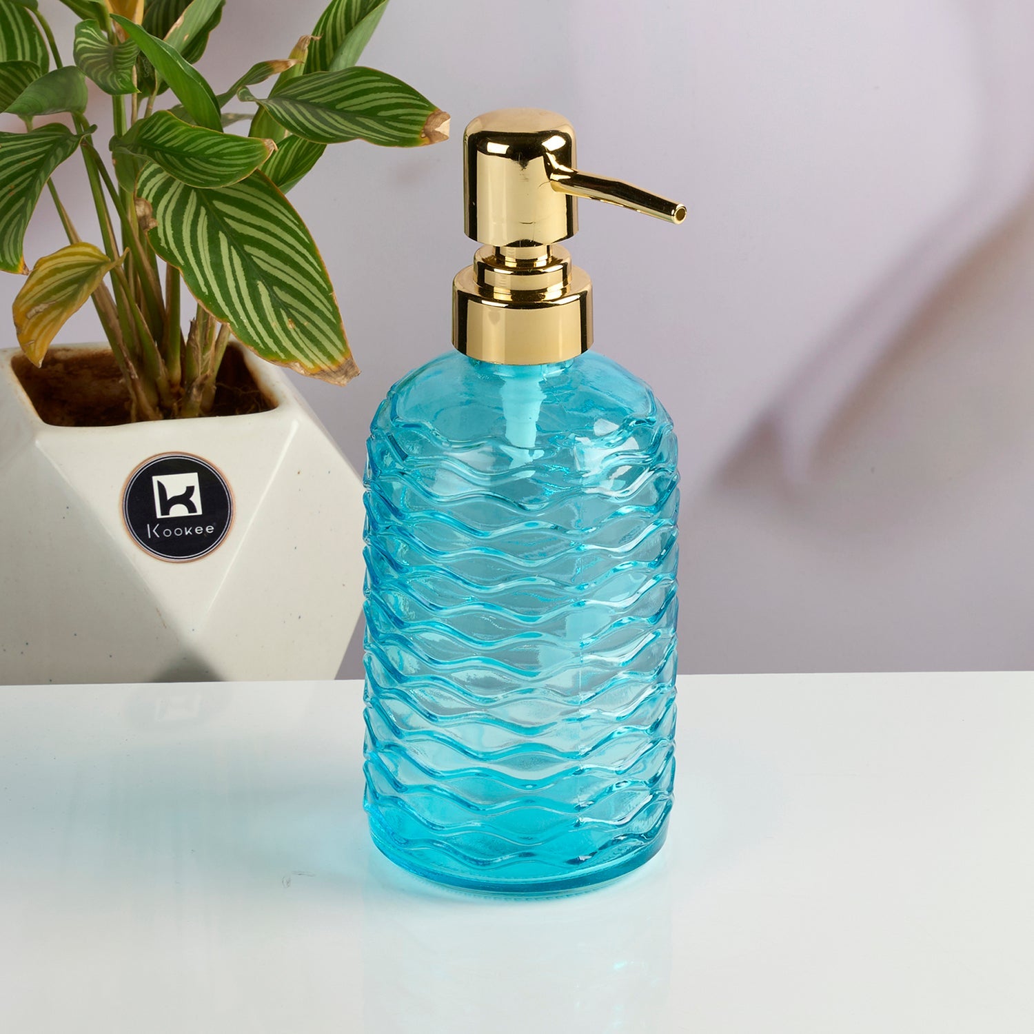 Glass Soap Dispenser for handwash, Blue (Set of 1) (11909)