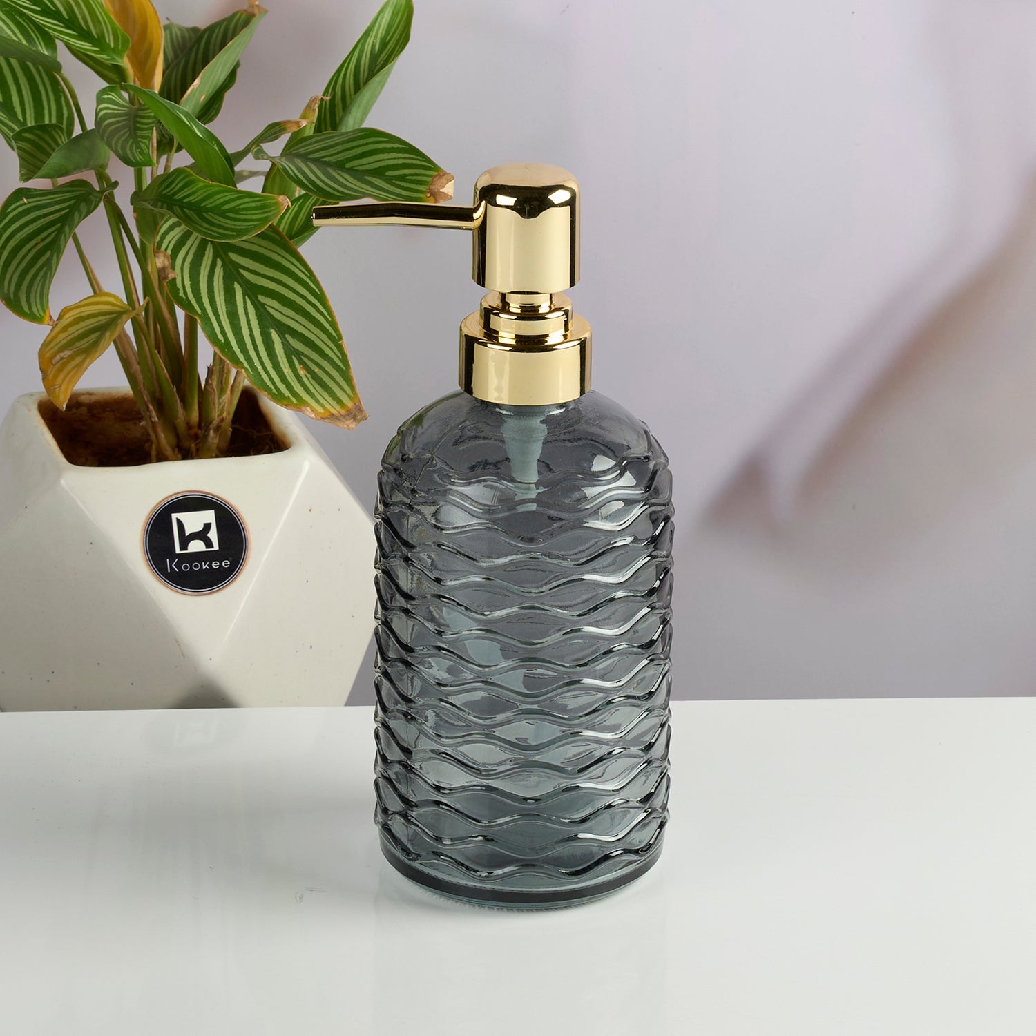 Glass Soap Dispenser for handwash for Bathroom, Transparent (Set of 1) (11908)