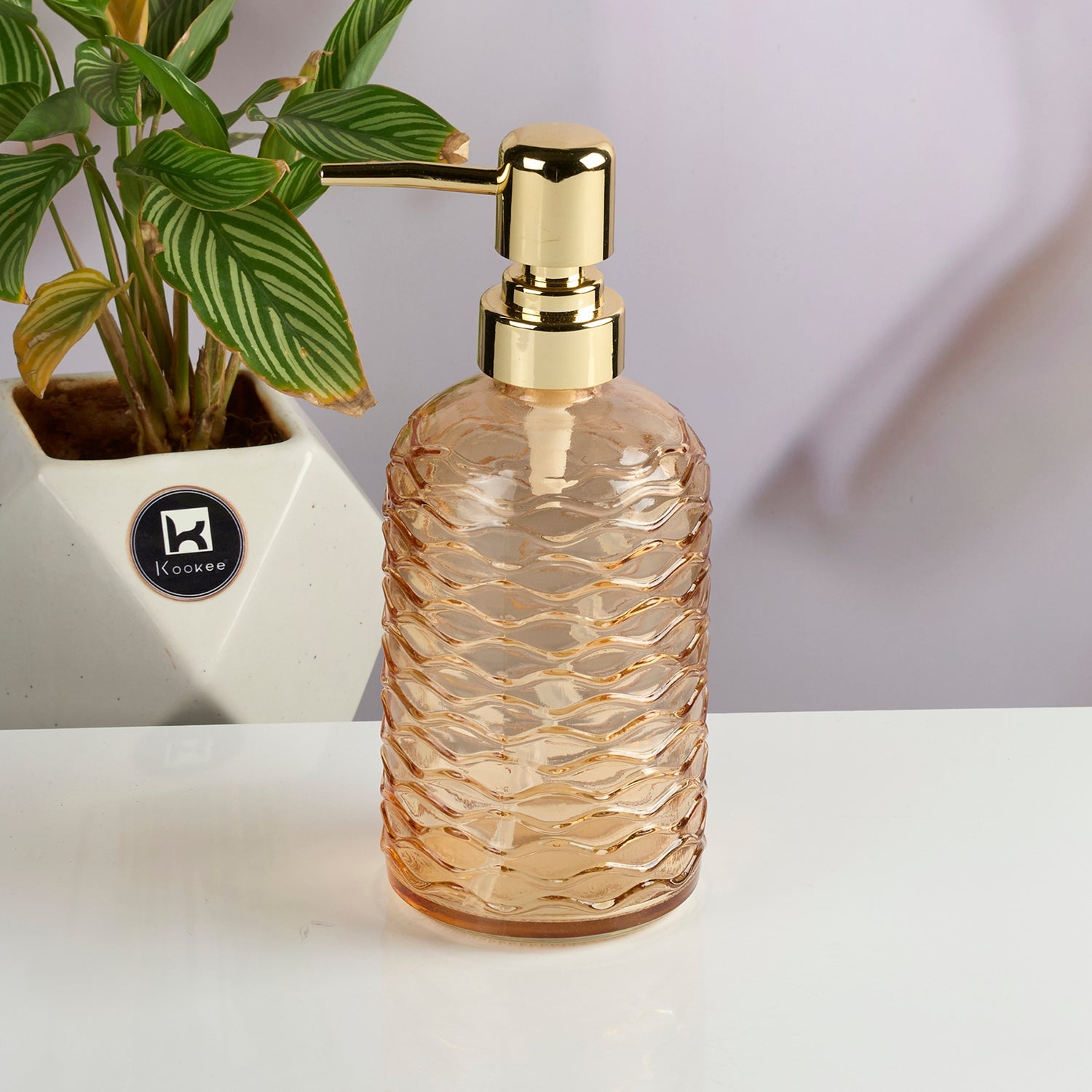 Glass Soap Dispenser for handwash for Bathroom, Transparent (Set of 1) (11908)