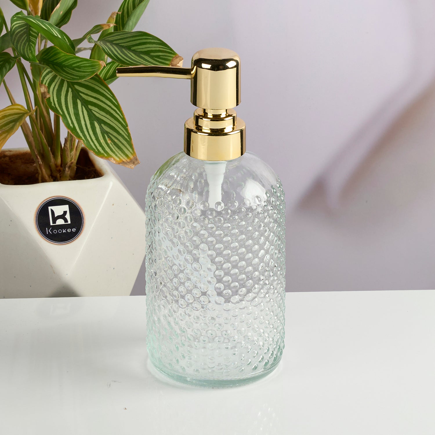 Glass Soap Dispenser for handwash for Bathroom, Transparent (Set of 1) (11913)