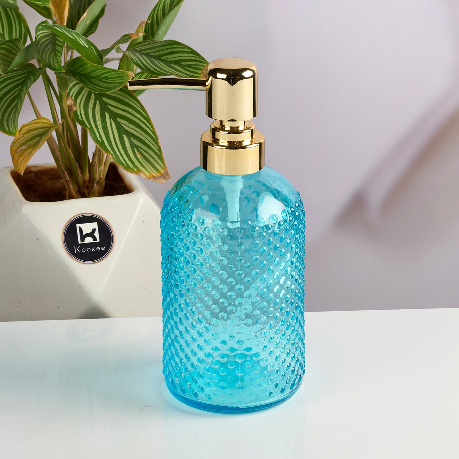 Glass Soap Dispenser for handwash, Blue (Set of 1) (11915)