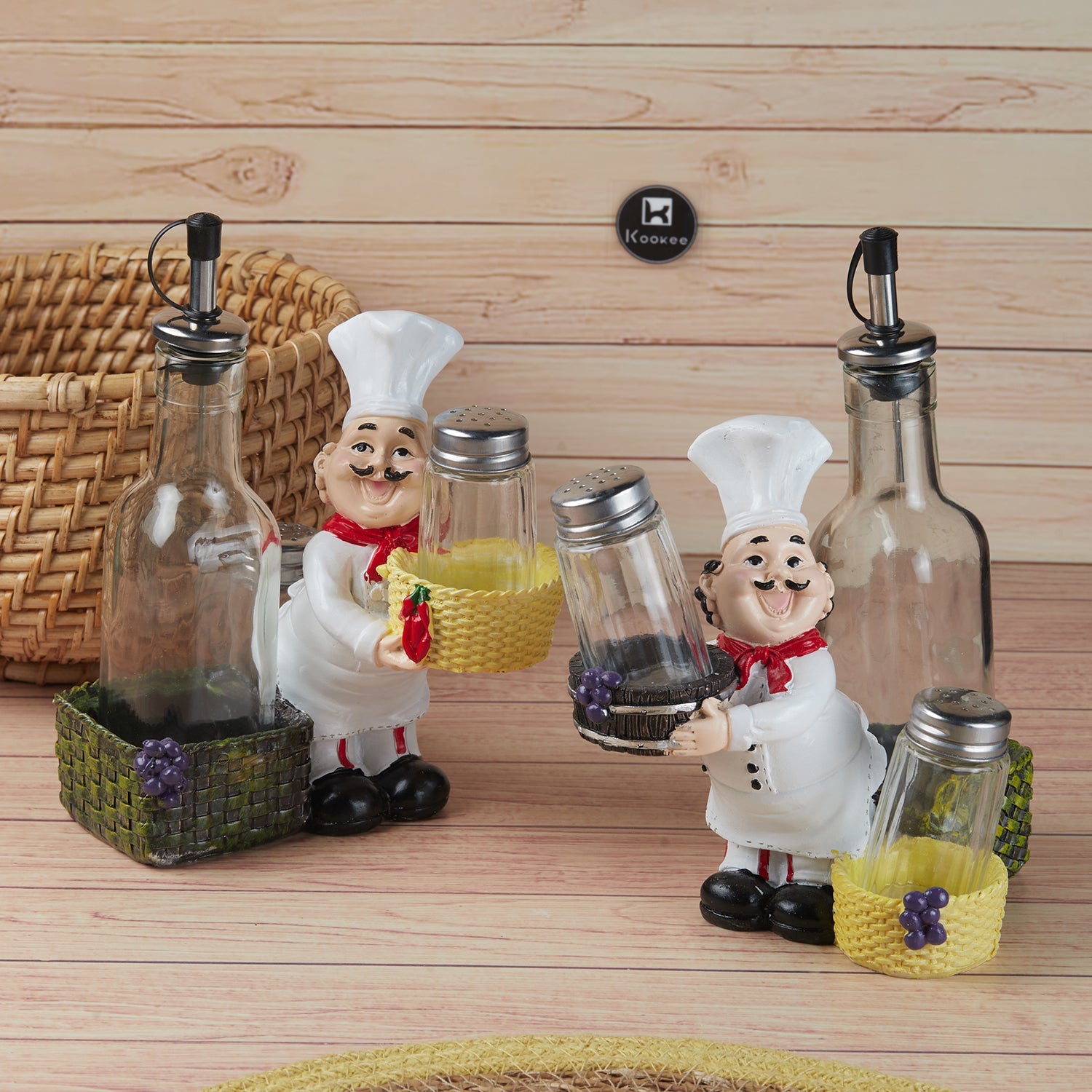 Polyresin Chef Salt and Pepper Shakers Set holder, Set of 1 (11470)
