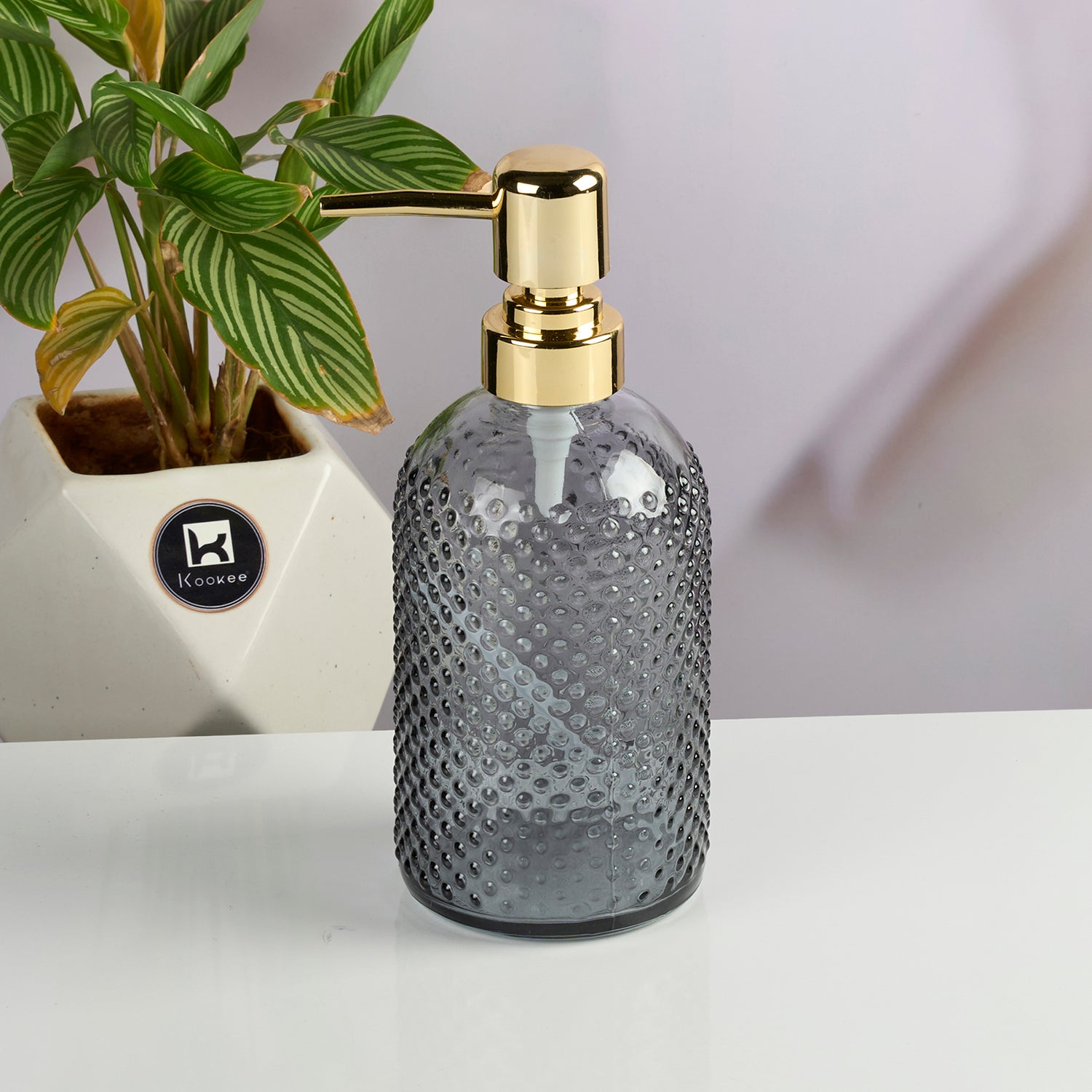 Glass Soap Dispenser for handwash, Grey (Set of 1) (11917)
