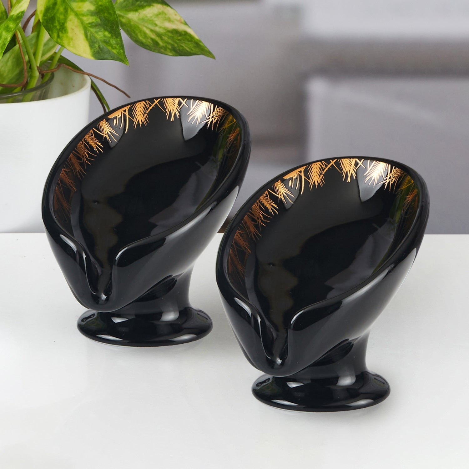 Ceramic Soap Holder Dish, Set of 1 Bathroom Accessories for Home, Black (Set of 2) (11921)