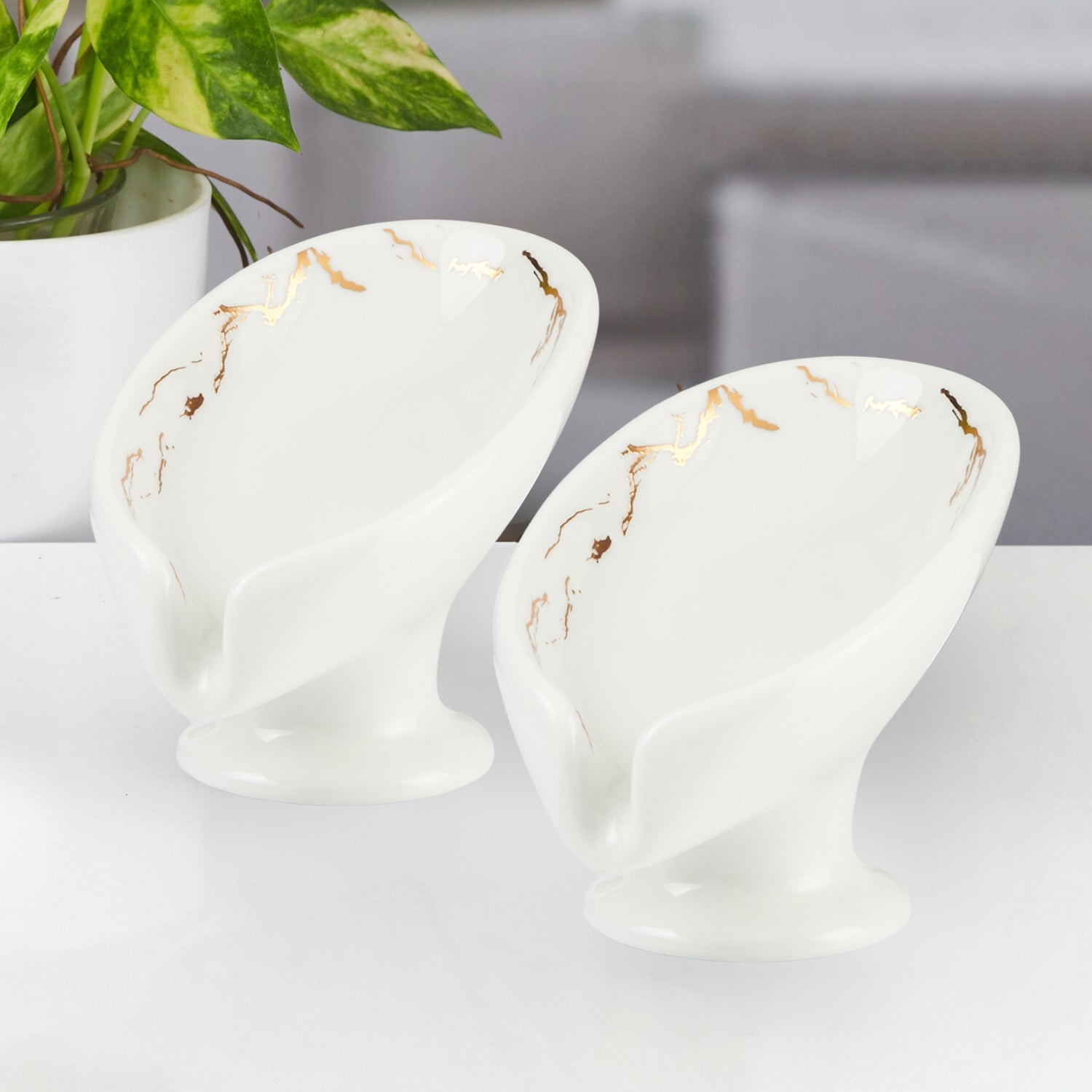 Ceramic Soap Holder Dish, Set of 1 Bathroom Accessories for Home, White (Set of 2) (11922)